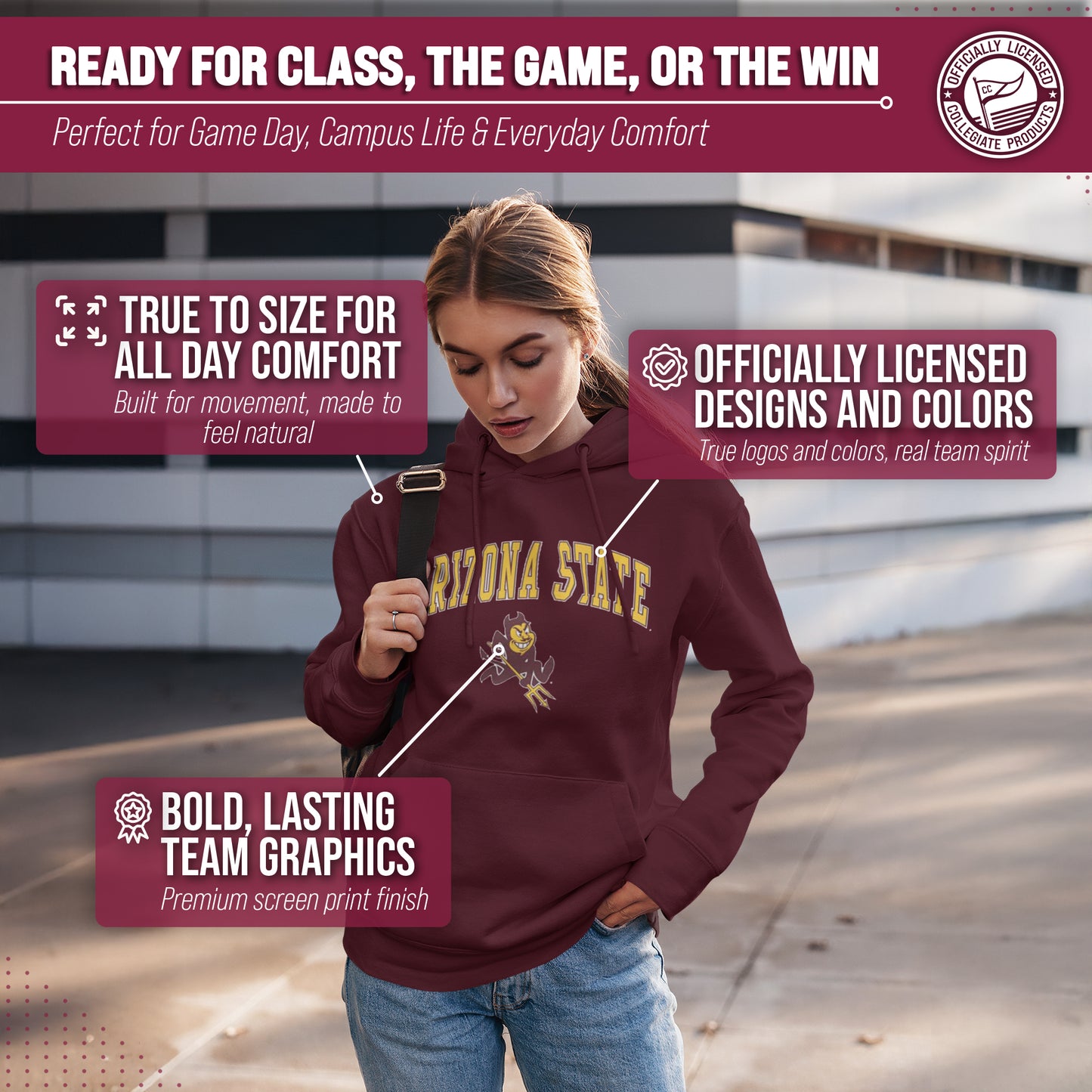 Arizona State Sun Devils Adult Arch & Logo Soft Style Gameday Hooded Sweatshirt - Maroon