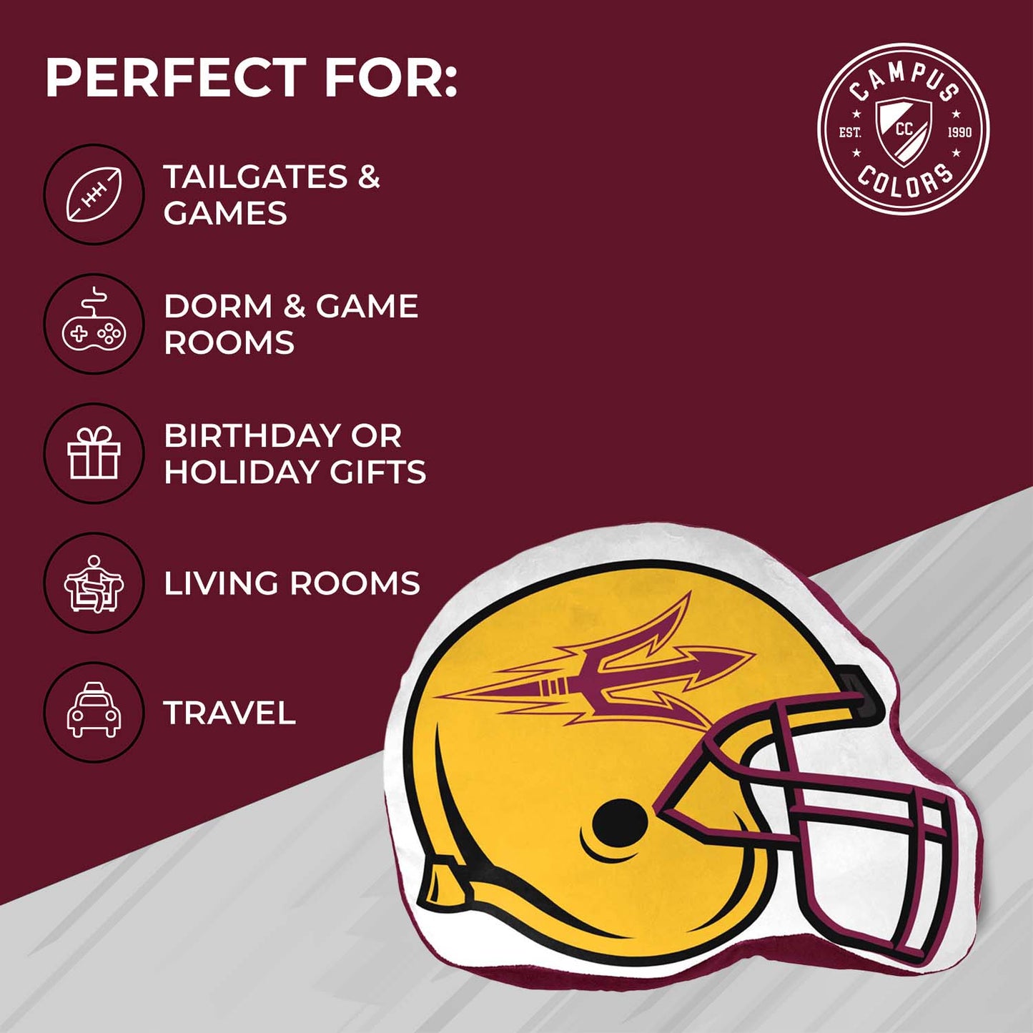 Arizona State Sun Devils NCAA Helmet Super Soft Football Pillow - Gold
