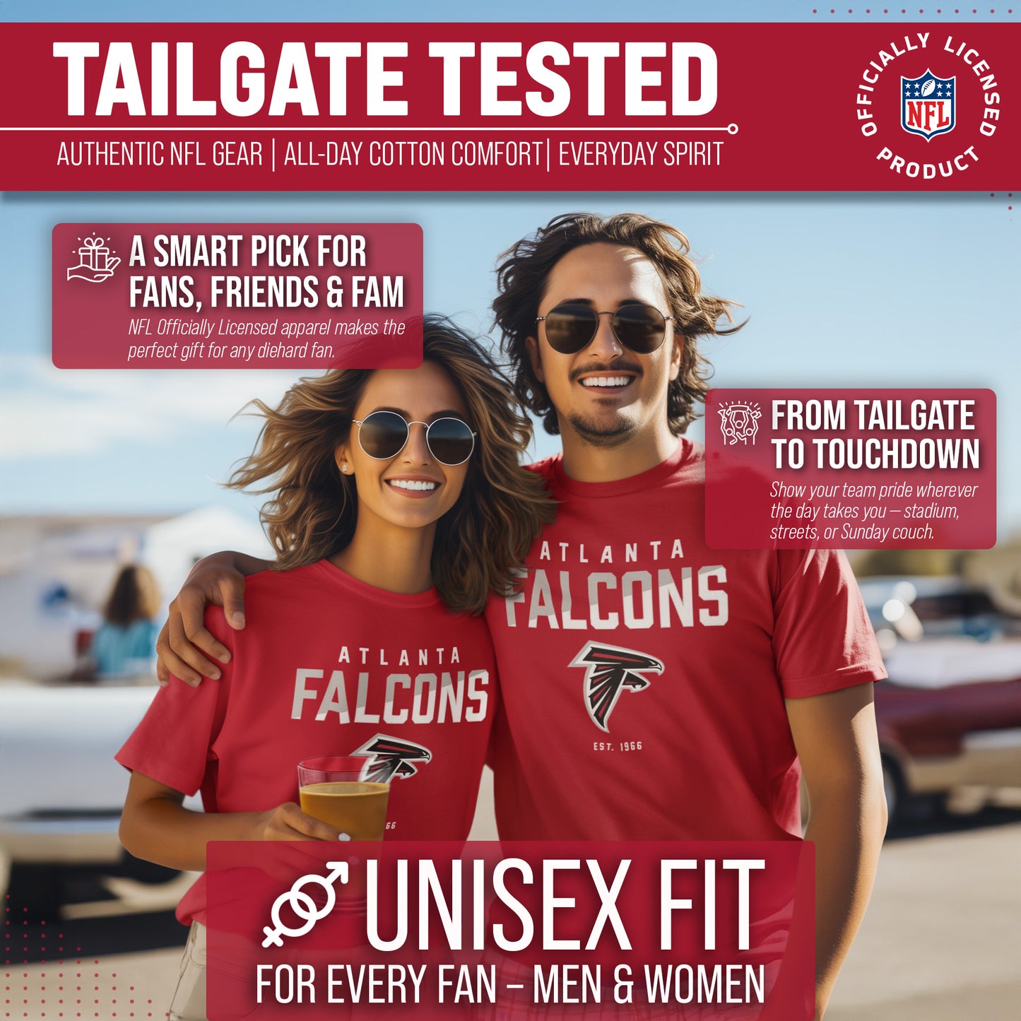 Atlanta Falcons Adult NFL Diagonal Fade Color Block T-Shirt - Red