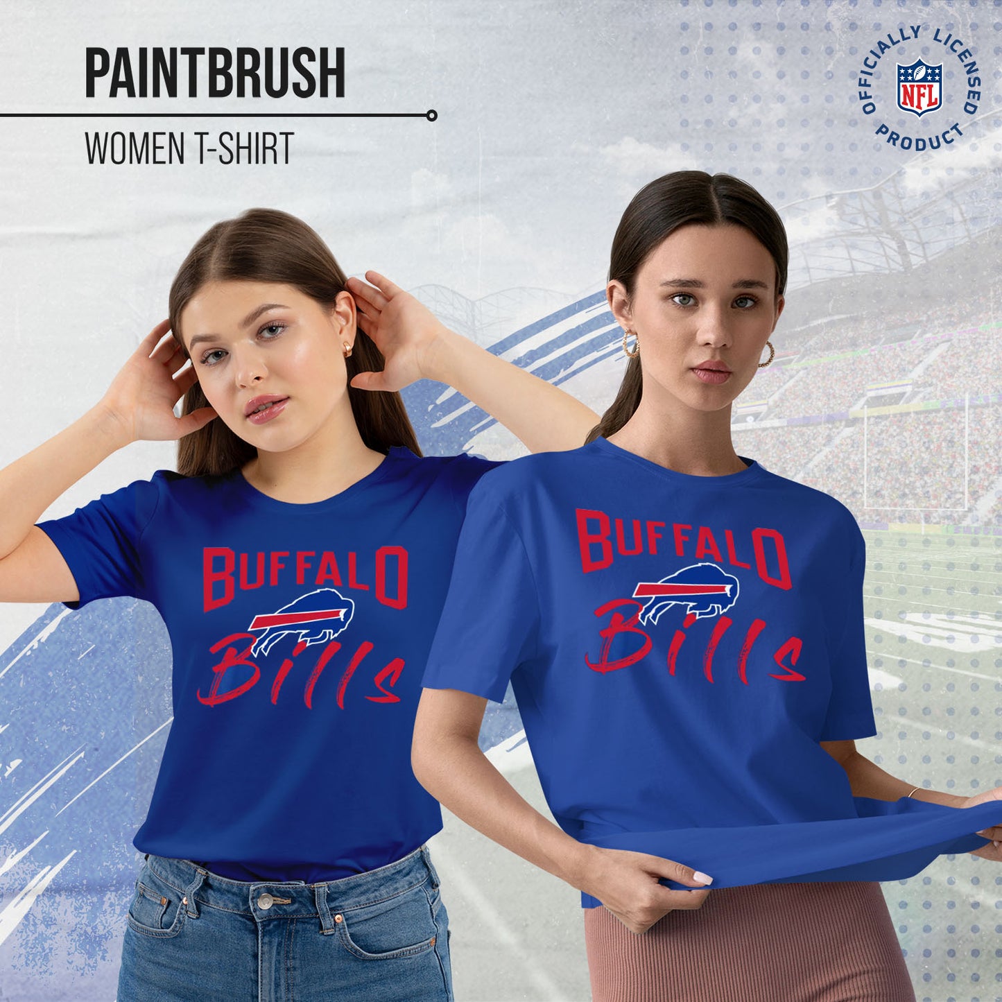 Buffalo Bills NFL Women's Paintbrush Fitted T-Shirt - Royal