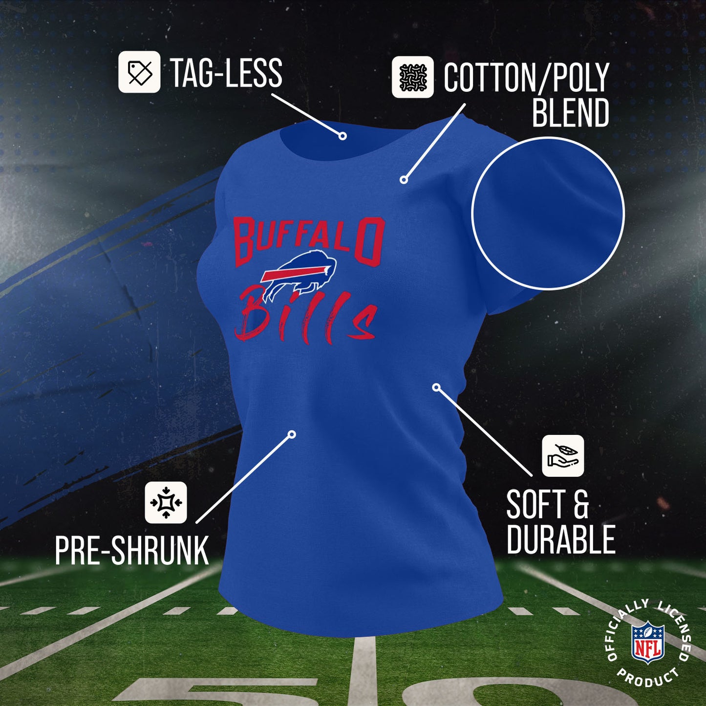 Buffalo Bills NFL Women's Paintbrush Fitted T-Shirt - Royal