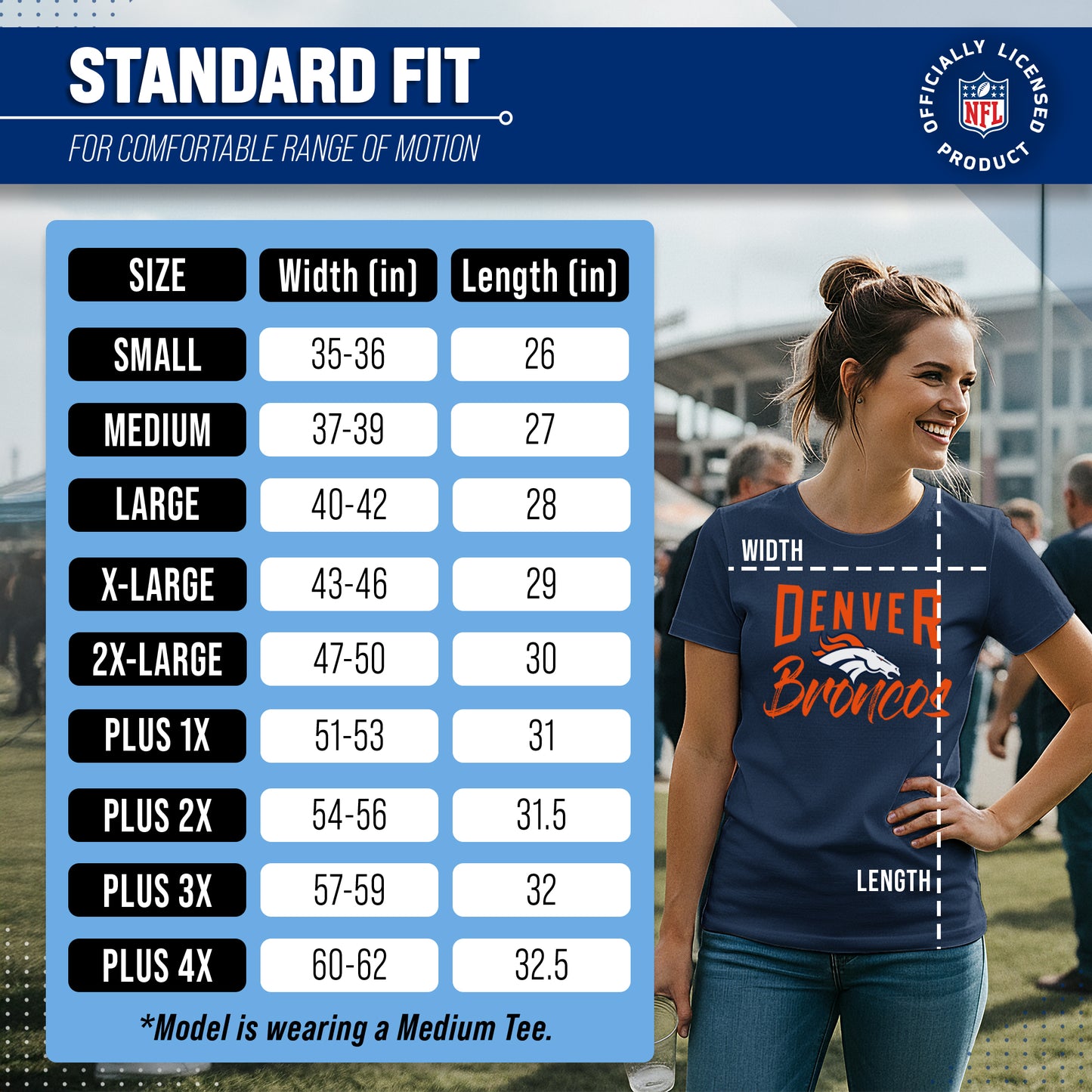 Denver Broncos NFL Women's Paintbrush Fitted T-Shirt - Navy