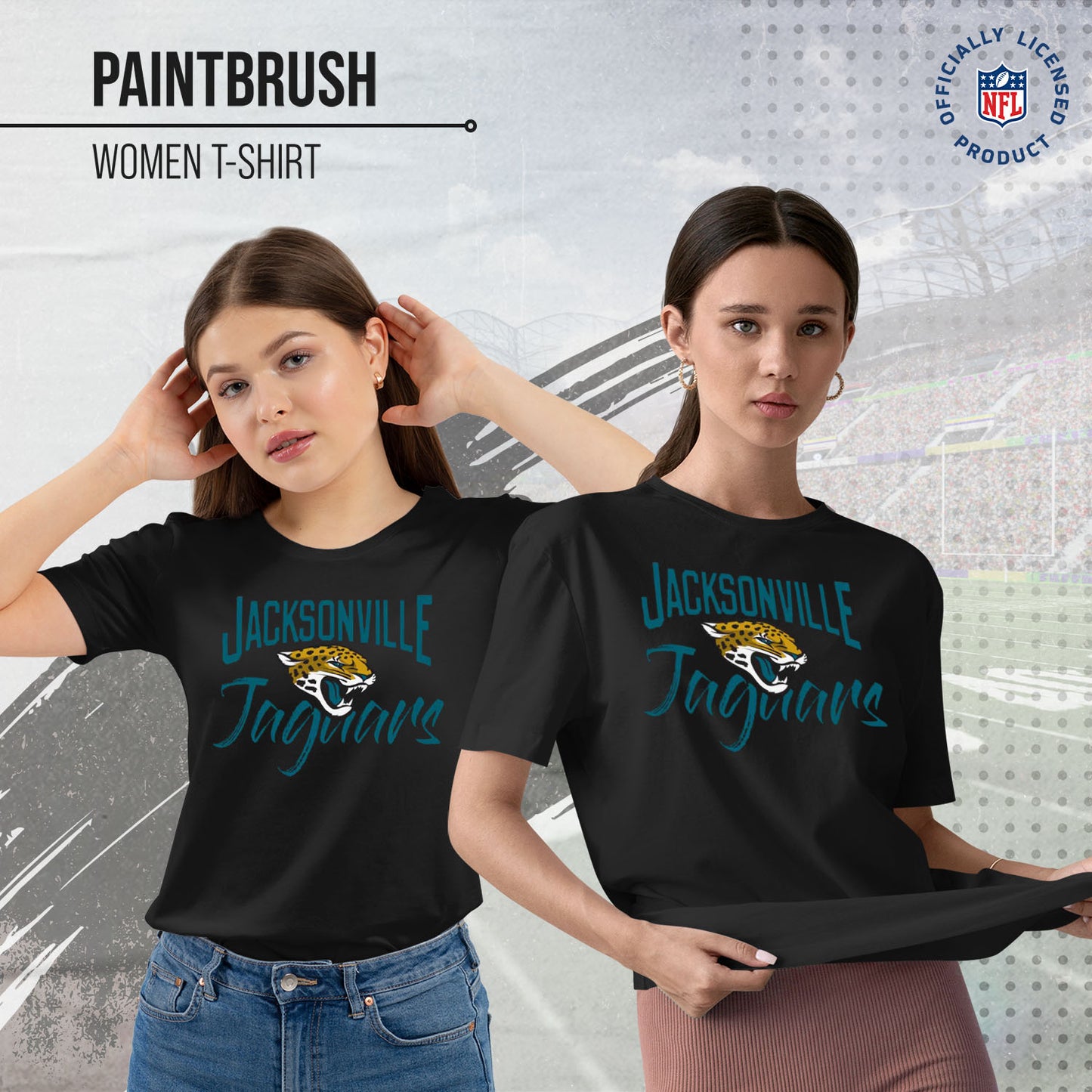 Jacksonville Jaguars NFL Women's Paintbrush Fitted T-Shirt - Black