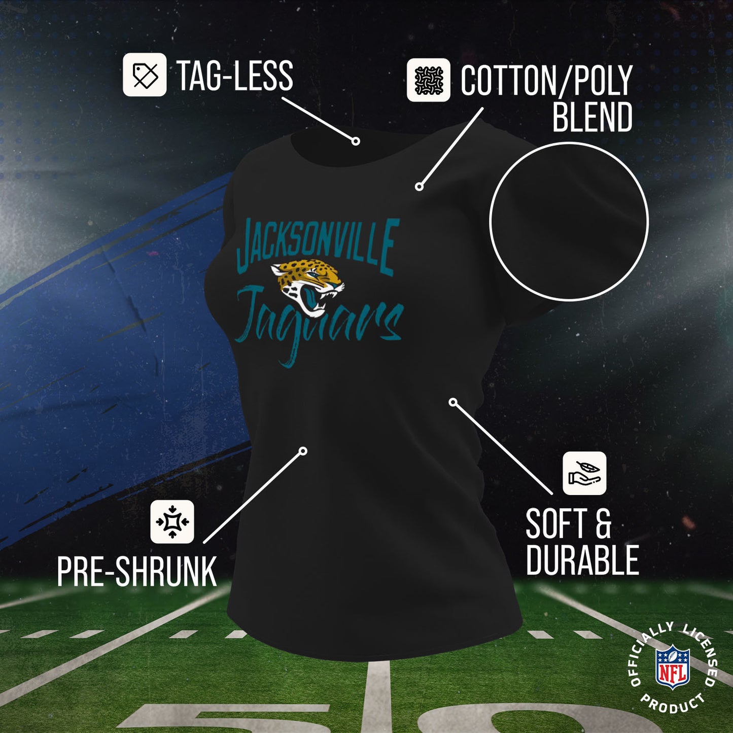Jacksonville Jaguars NFL Women's Paintbrush Fitted T-Shirt - Black