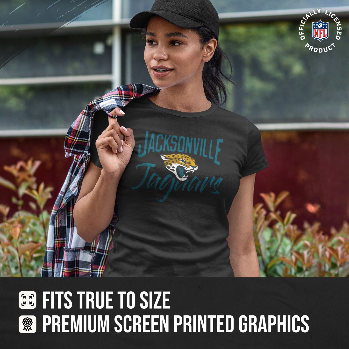 Jacksonville Jaguars NFL Women's Paintbrush Fitted T-Shirt - Black