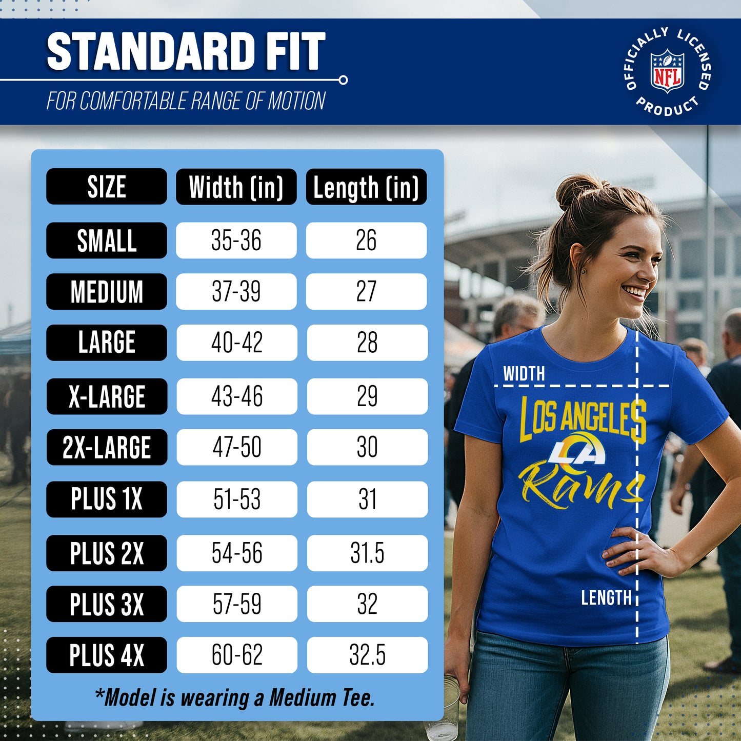 Los Angeles Rams NFL Women's Paintbrush Fitted T-Shirt - Royal