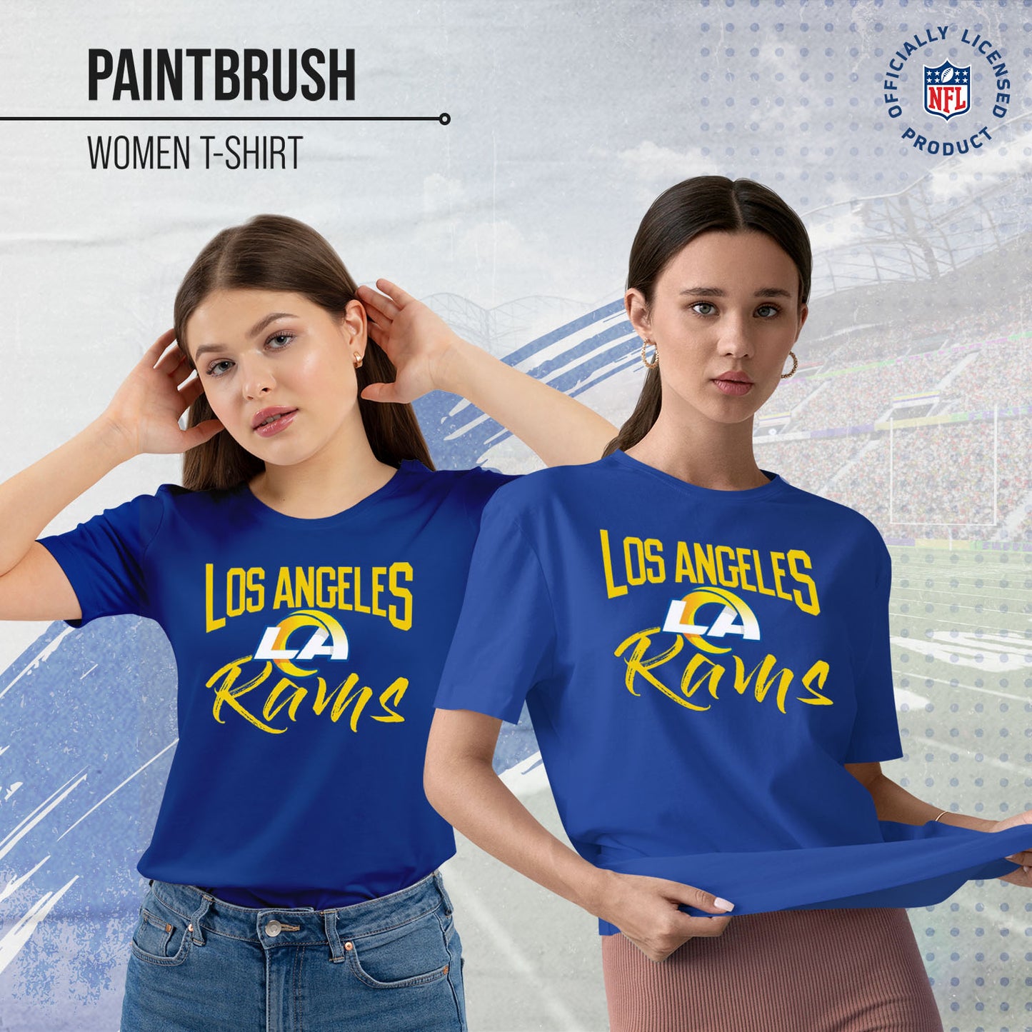 Los Angeles Rams NFL Women's Paintbrush Fitted T-Shirt - Royal