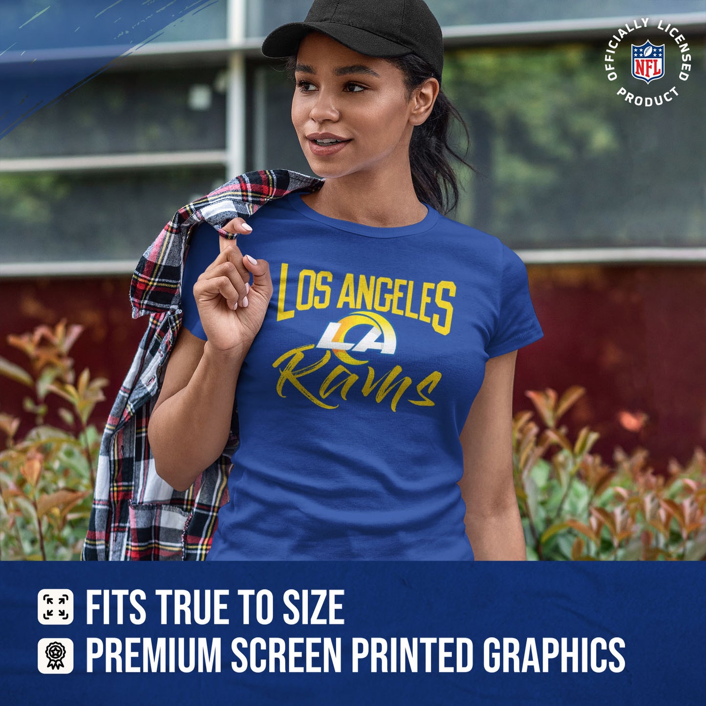 Los Angeles Rams NFL Women's Paintbrush Fitted T-Shirt - Royal