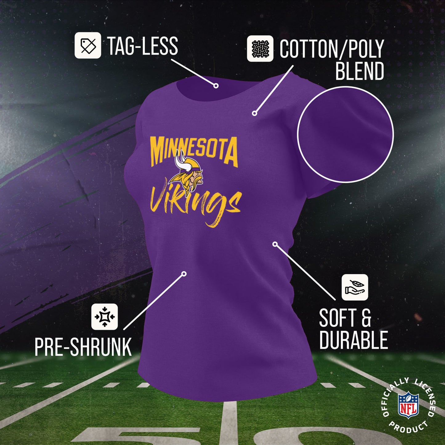 Minnesota Vikings NFL Women's Paintbrush Fitted T-Shirt - Purple