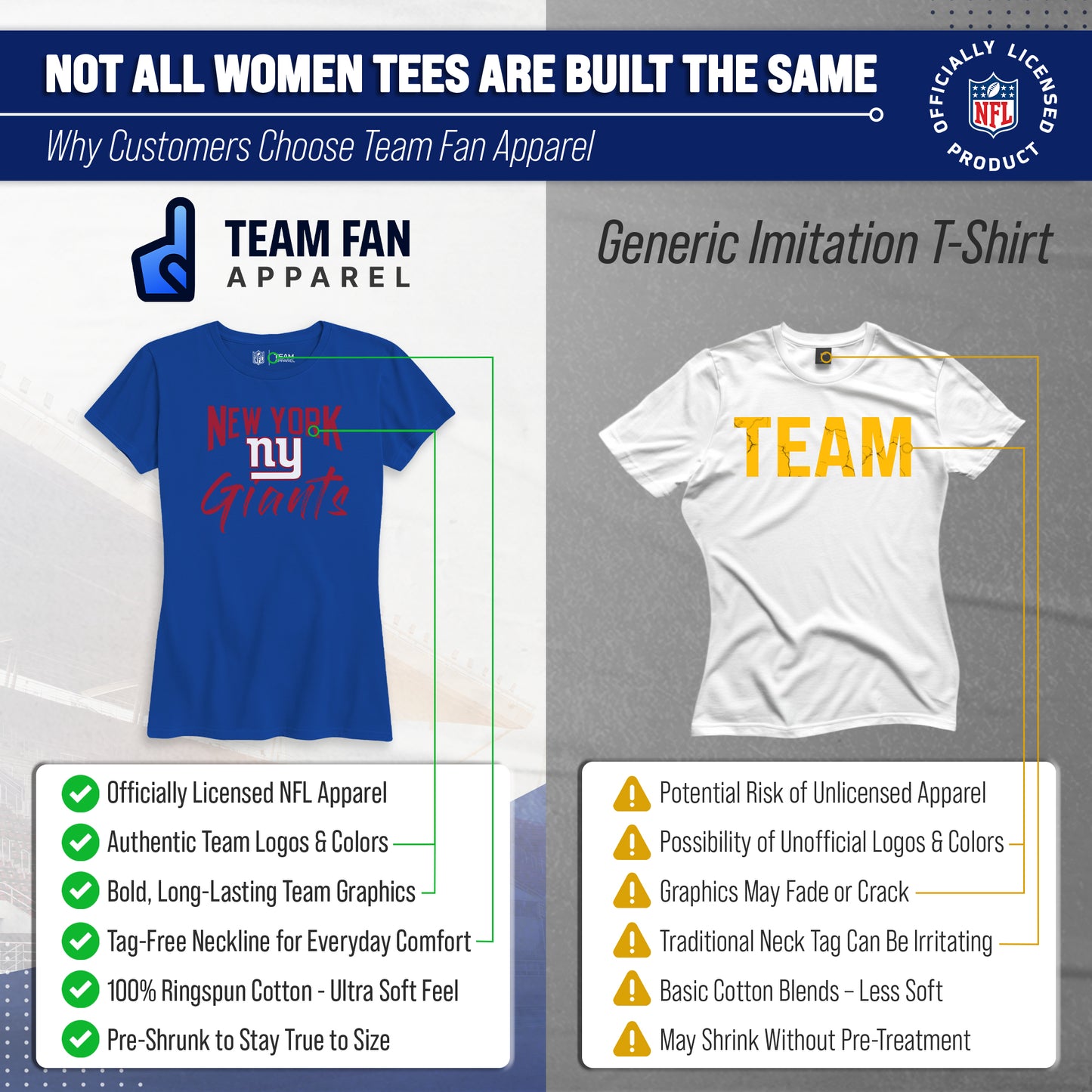 New York Giants NFL Women's Paintbrush Fitted T-Shirt - Royal