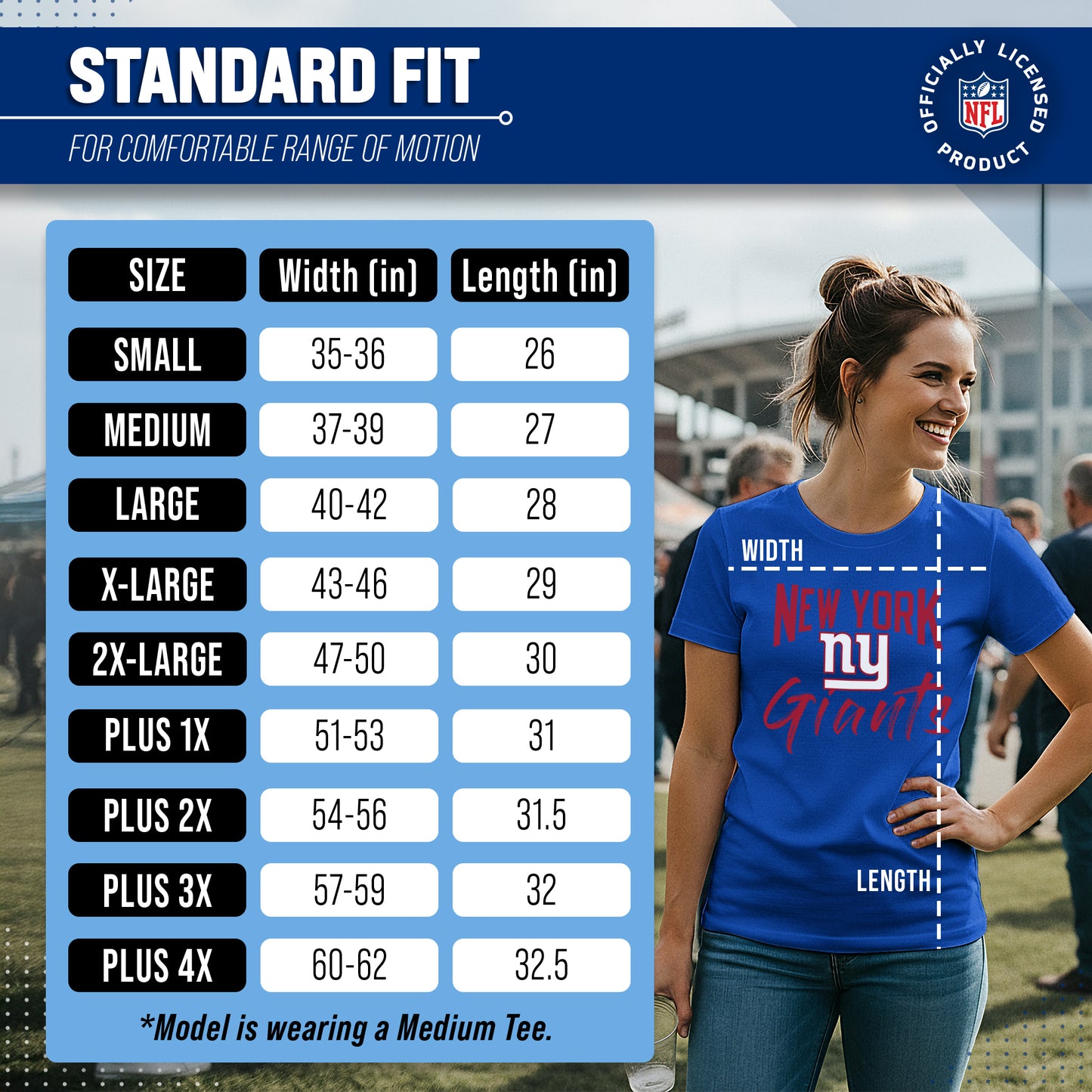 New York Giants NFL Women's Paintbrush Fitted T-Shirt - Royal