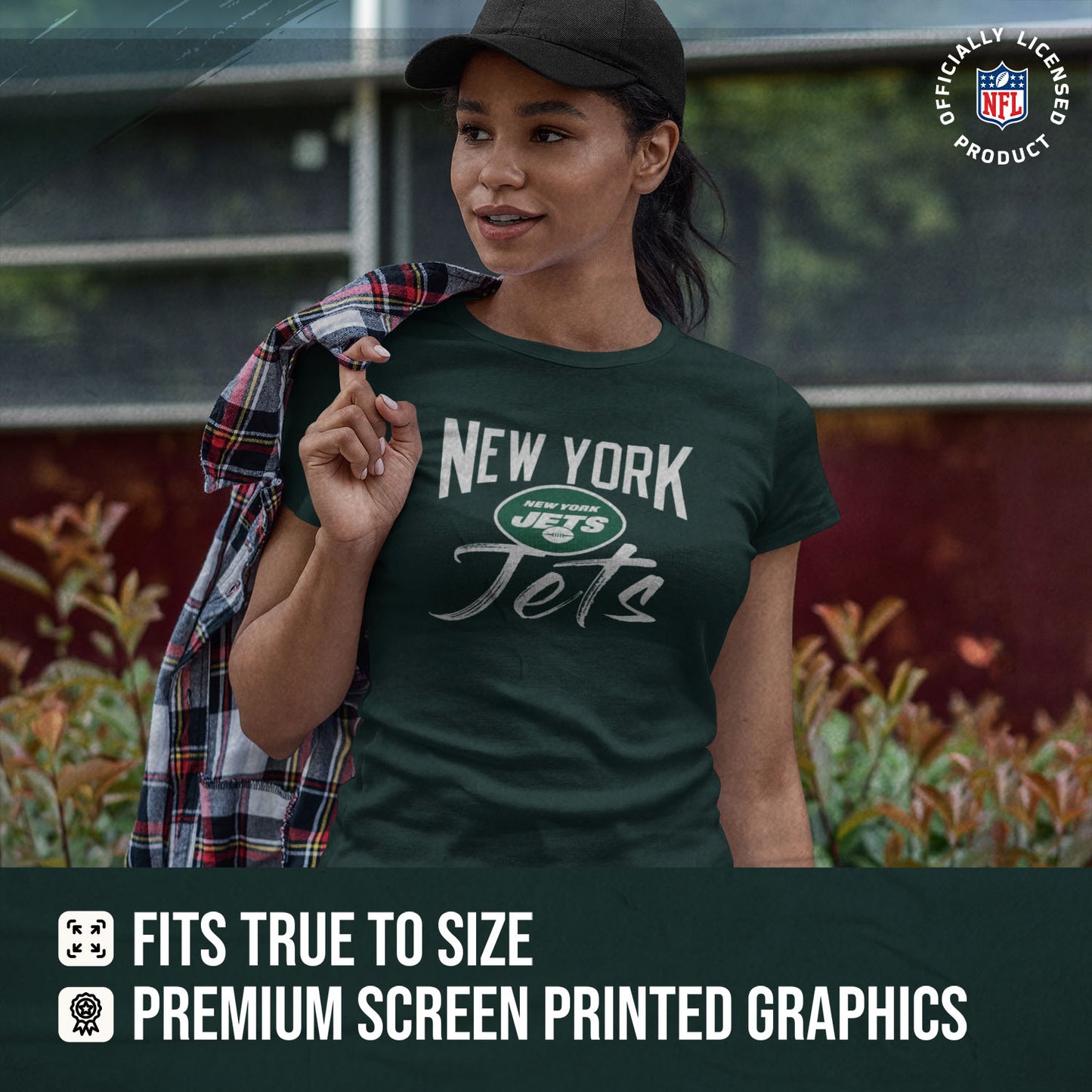 New York Jets NFL Women's Paintbrush Fitted T-Shirt - Green