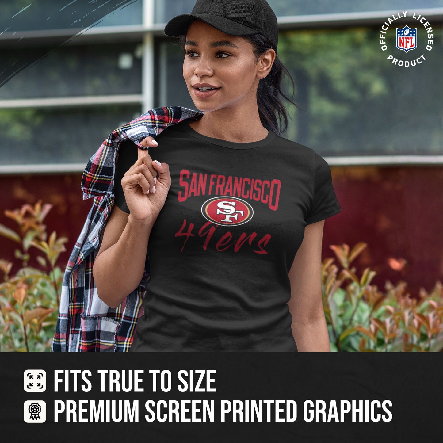 San Francisco 49ers NFL Women's Paintbrush Fitted T-Shirt - Black