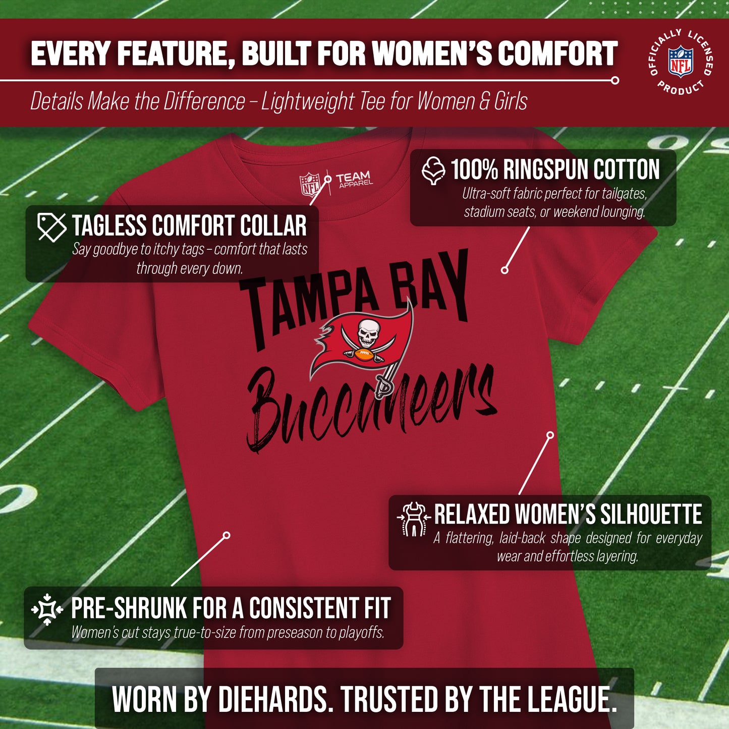 Tampa Bay Buccaneers NFL Women's Paintbrush Fitted T-Shirt - Red