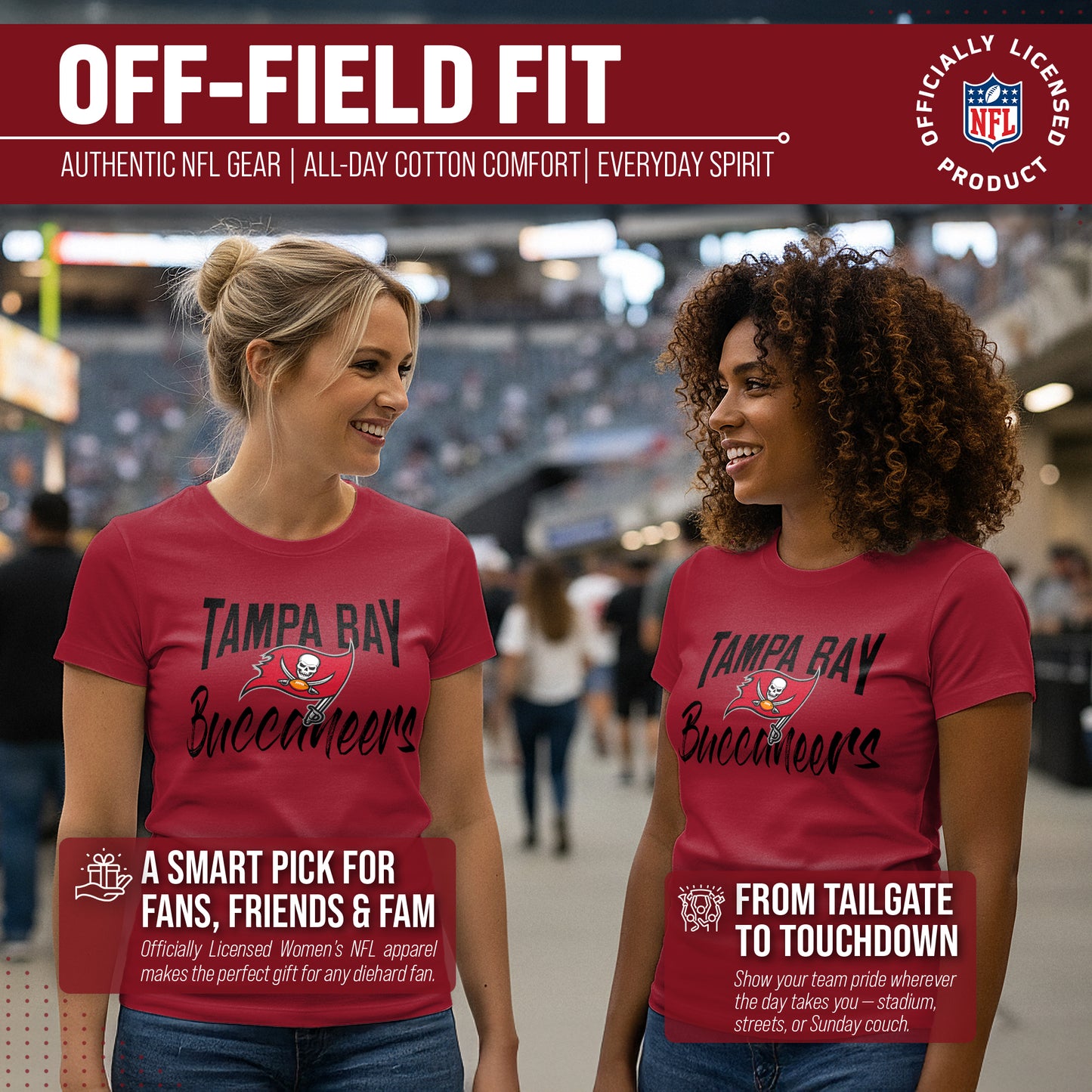 Tampa Bay Buccaneers NFL Women's Paintbrush Fitted T-Shirt - Red