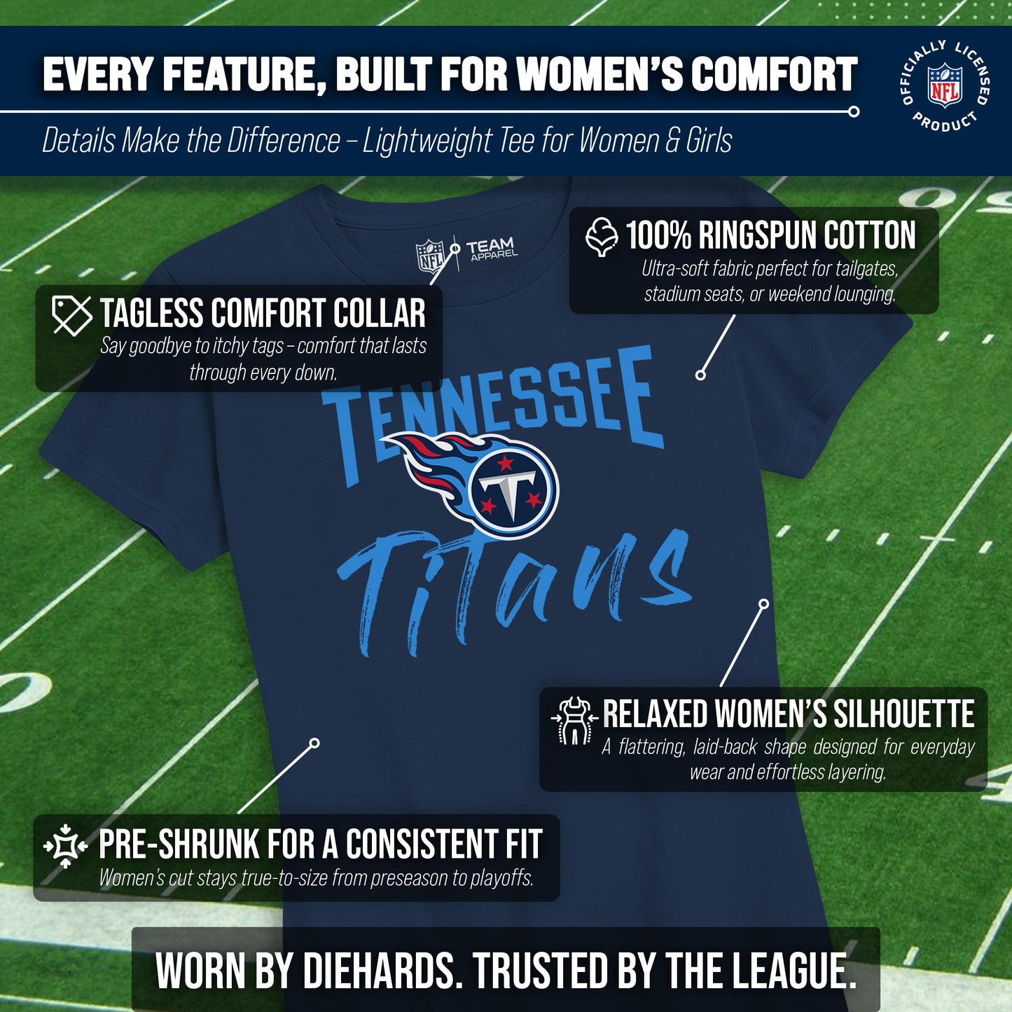 Tennessee Titans NFL Women's Paintbrush Fitted T-Shirt - Navy