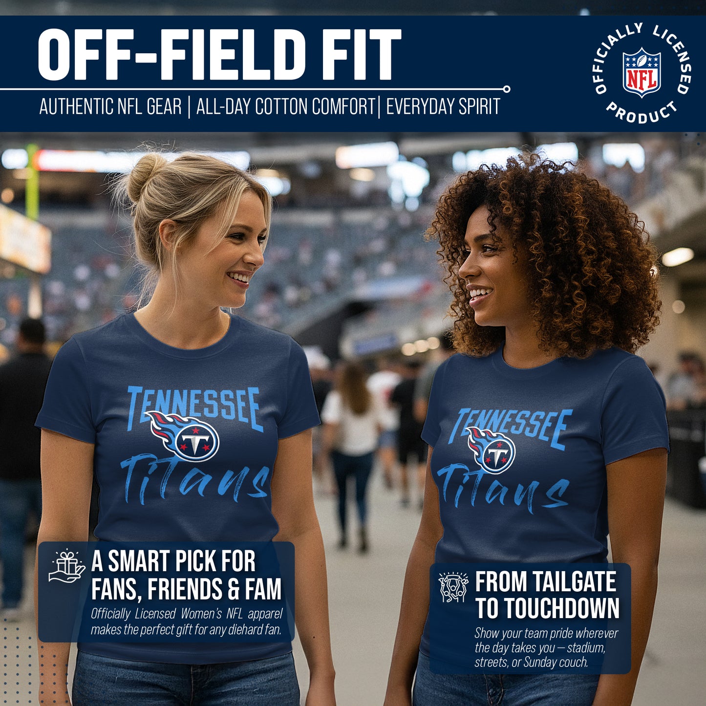 Tennessee Titans NFL Women's Paintbrush Fitted T-Shirt - Navy