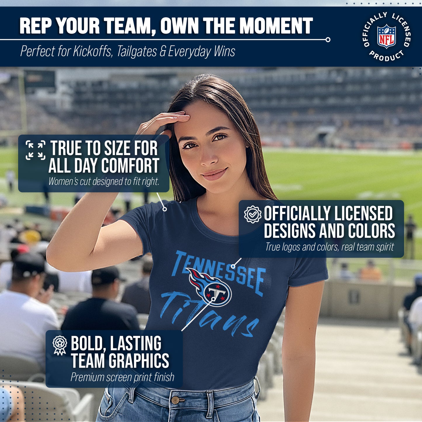 Tennessee Titans NFL Women's Paintbrush Fitted T-Shirt - Navy