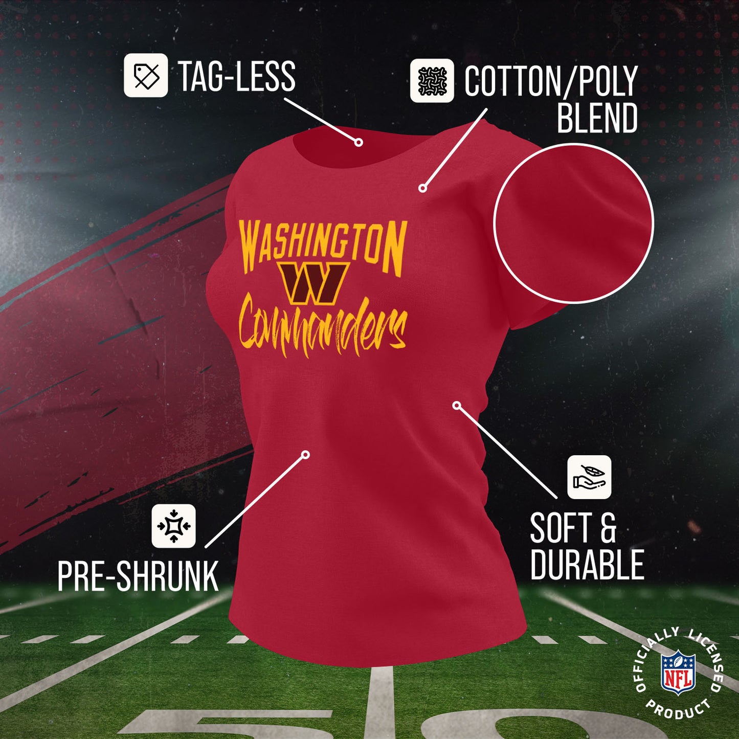 Washington Commanders NFL Women's Paintbrush Fitted T-Shirt - Maroon