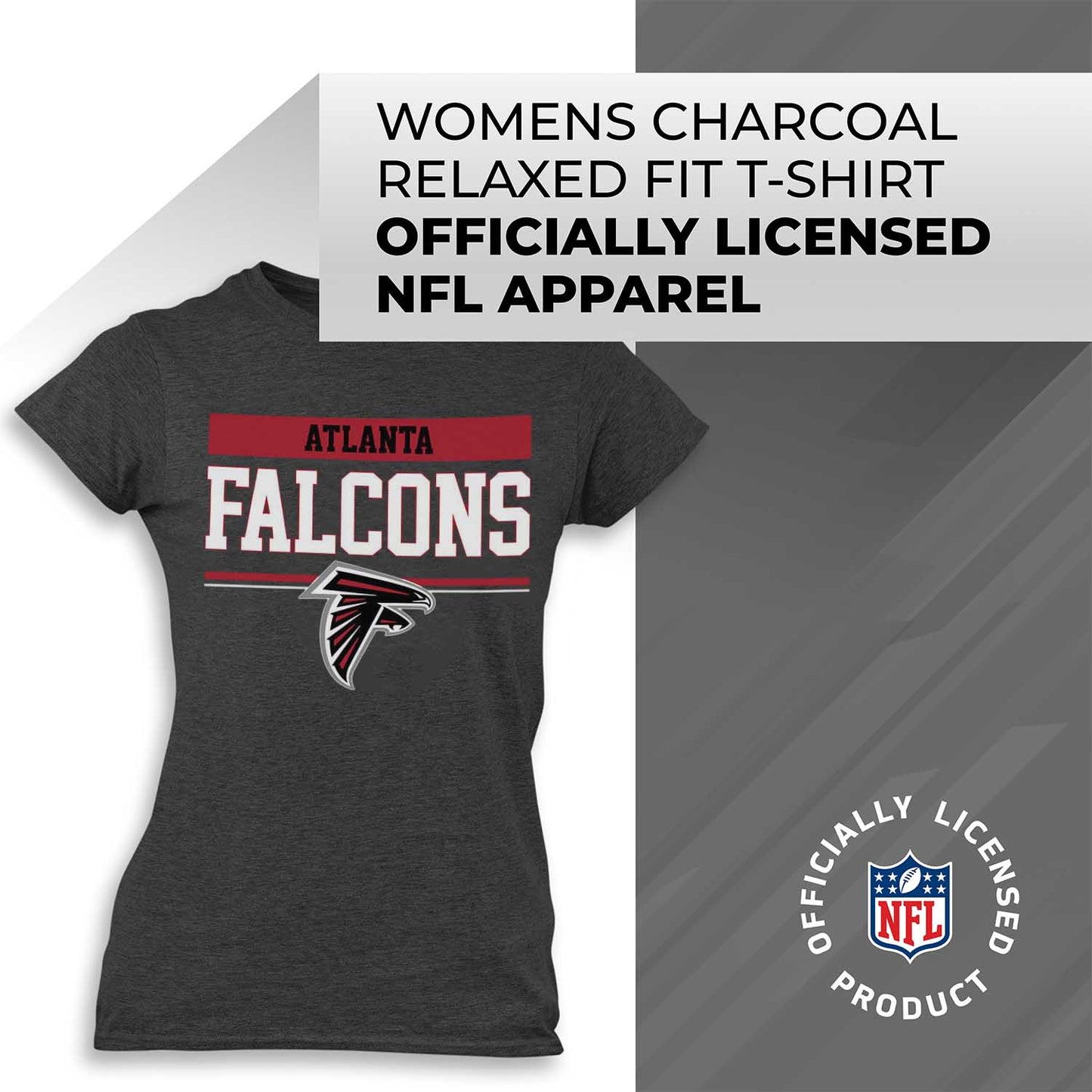 Atlanta Falcons NFL Women's Team Block Charcoal Tagless T-Shirt - Charcoal