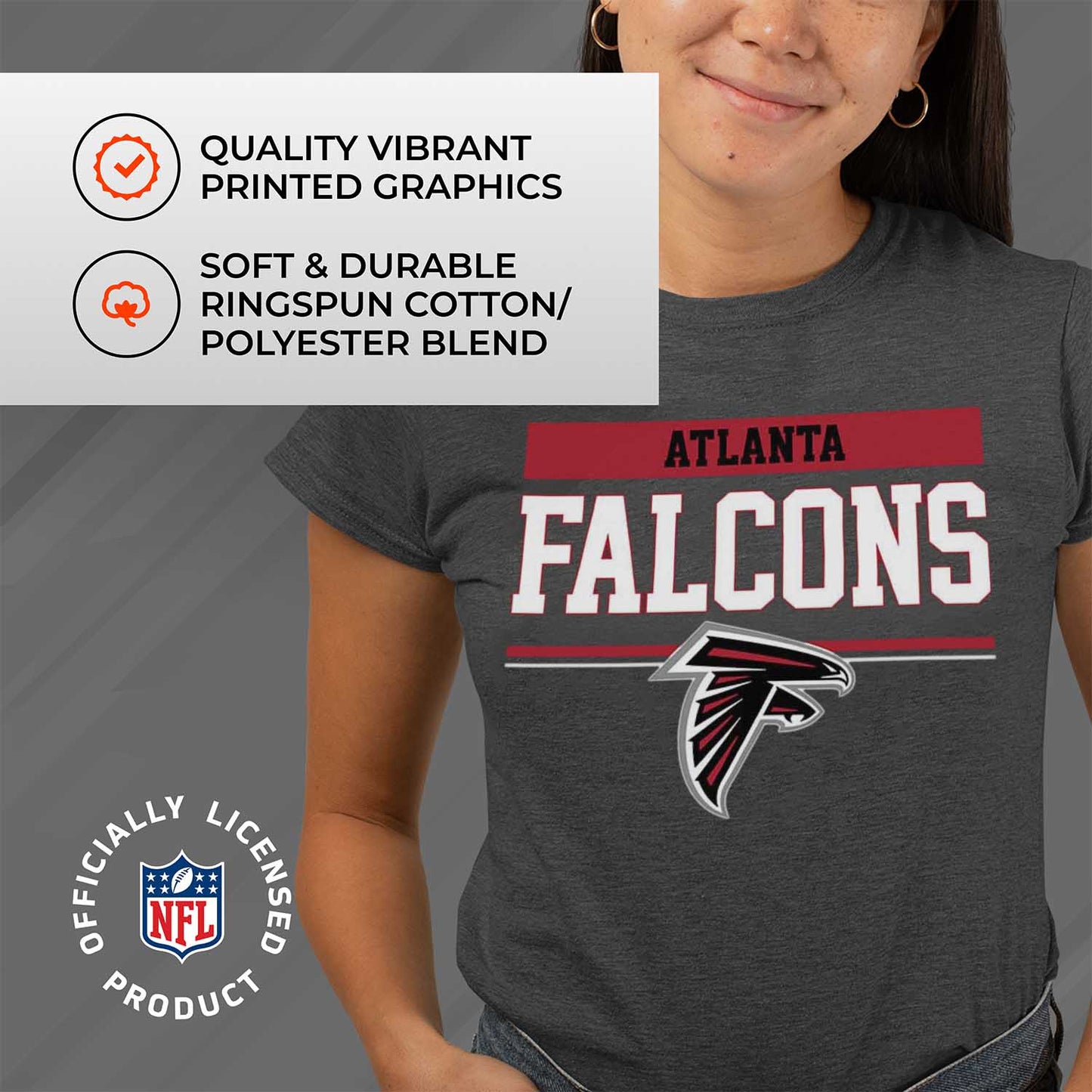 Atlanta Falcons NFL Women's Team Block Charcoal Tagless T-Shirt - Charcoal