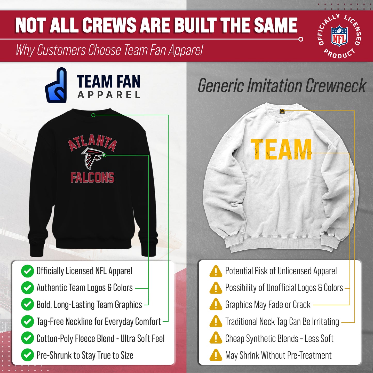 Atlanta Falcons NFL Adult Gameday Football Crewneck Sweatshirt - Black