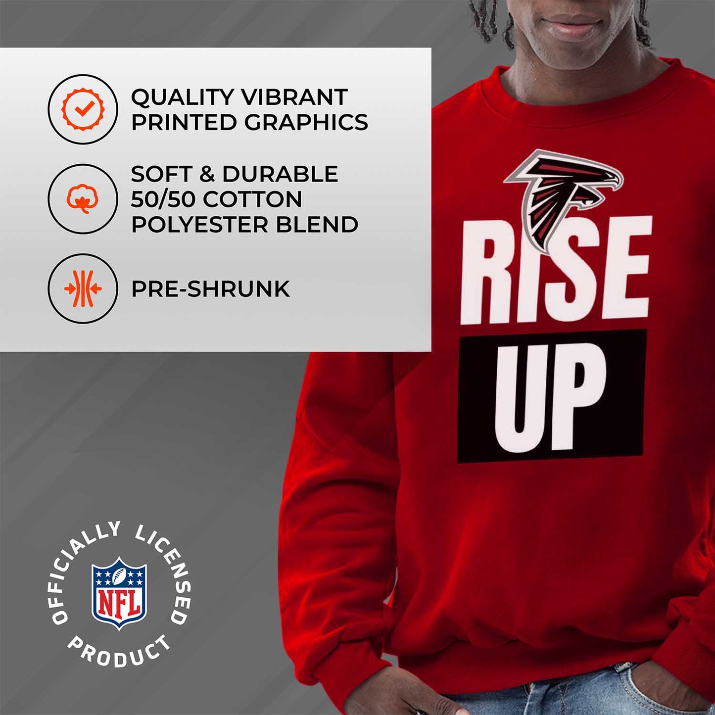 Atlanta Falcons NFL Adult Slogan Crewneck Sweatshirt - Red