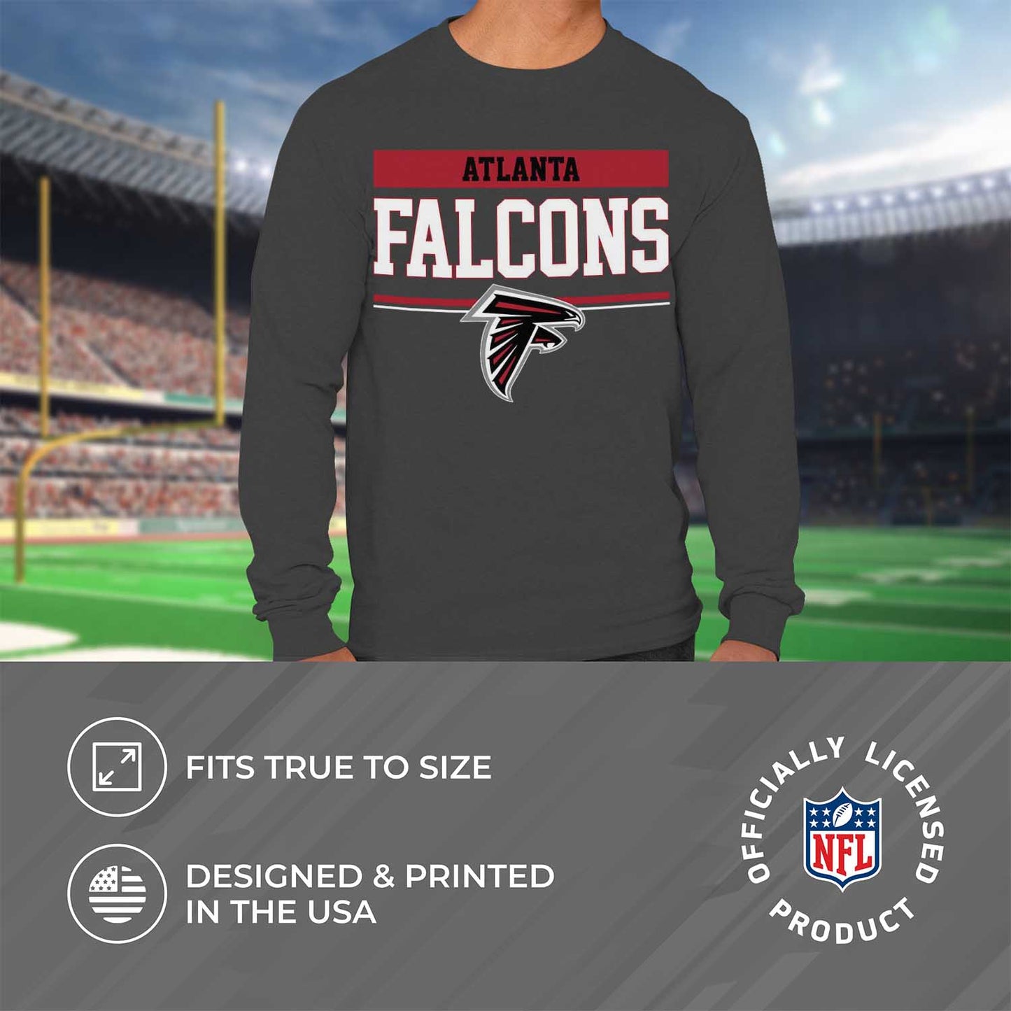 Atlanta Falcons NFL Adult Charcoal Long Sleeve T Shirt - Charcoal
