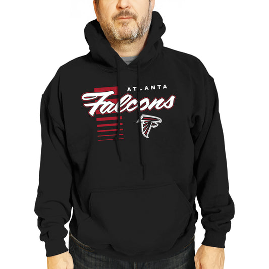 Atlanta Falcons NFL Adult Unisex Retro Script Ultra Soft Fleece Hooded Sweatshirt - Black