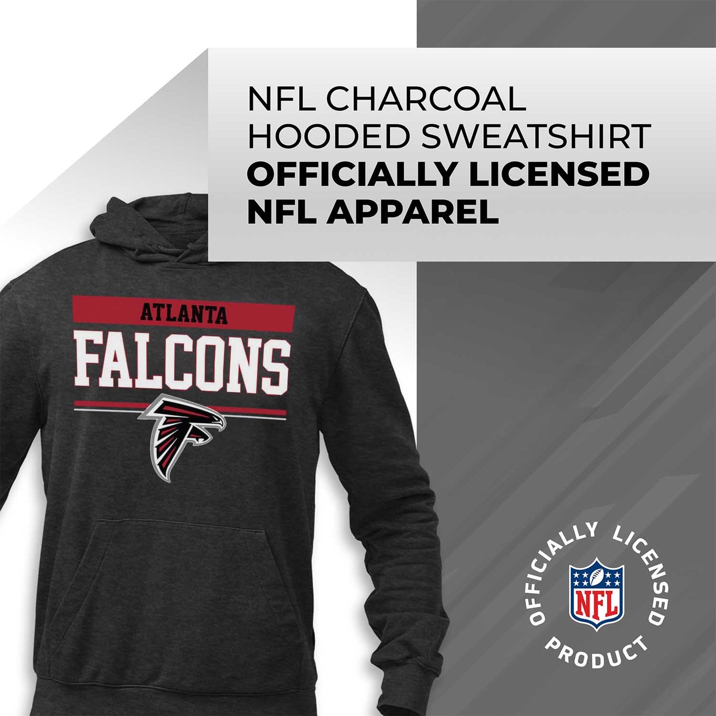 Atlanta Falcons NFL Adult Gameday Charcoal Hooded Sweatshirt - Charcoal
