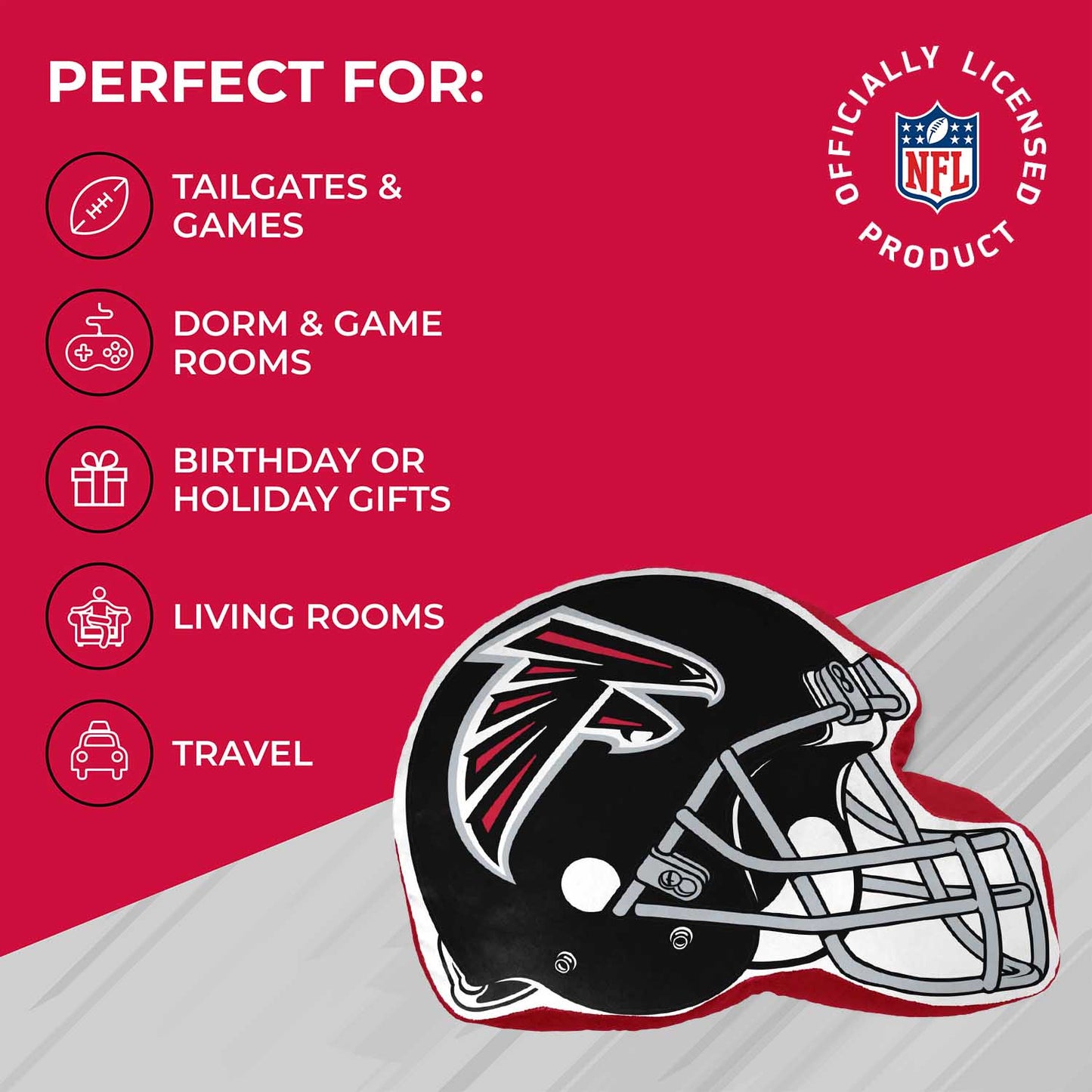 Atlanta Falcons NFL Helmet Football Super Soft Plush Pillow - Red