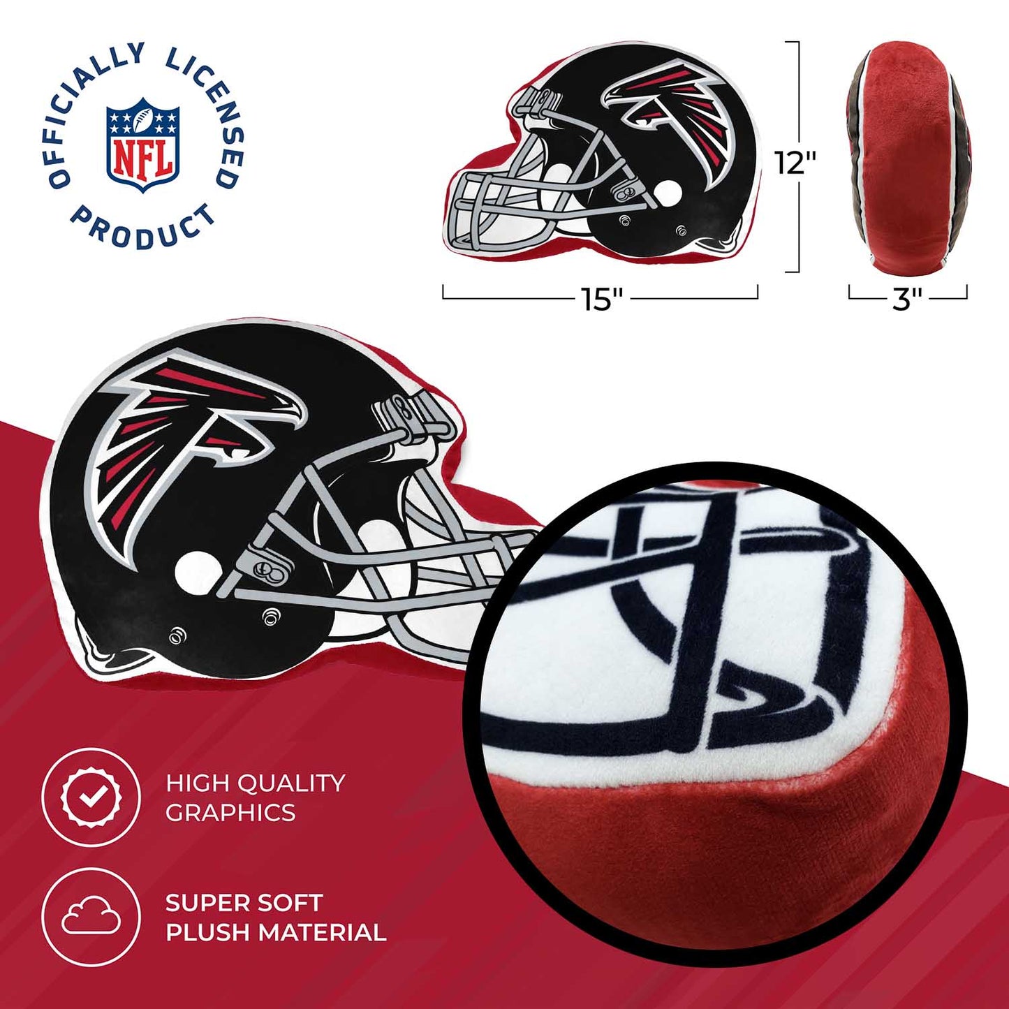 Atlanta Falcons NFL Helmet Football Super Soft Plush Pillow - Red