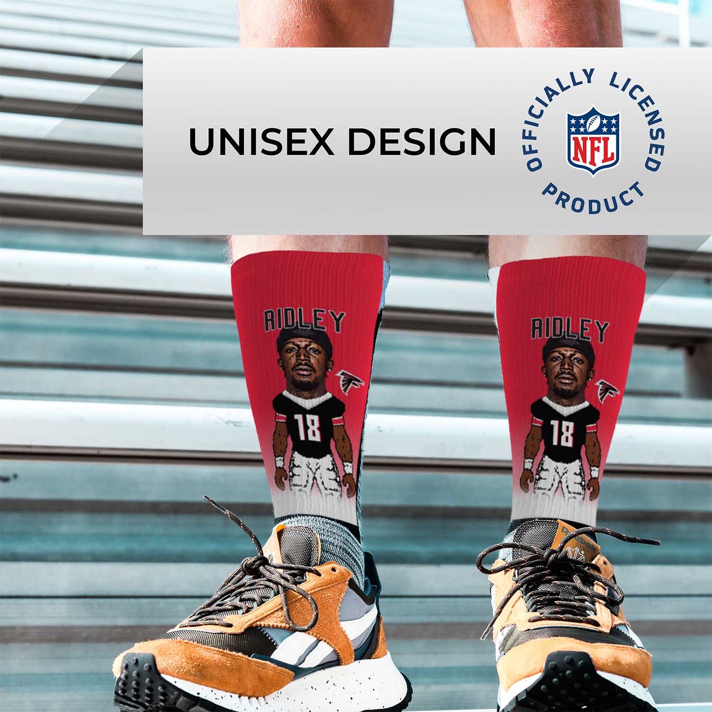 Atlanta Falcons FBF NFL Adult V Curve MVP Player Crew Socks - Red