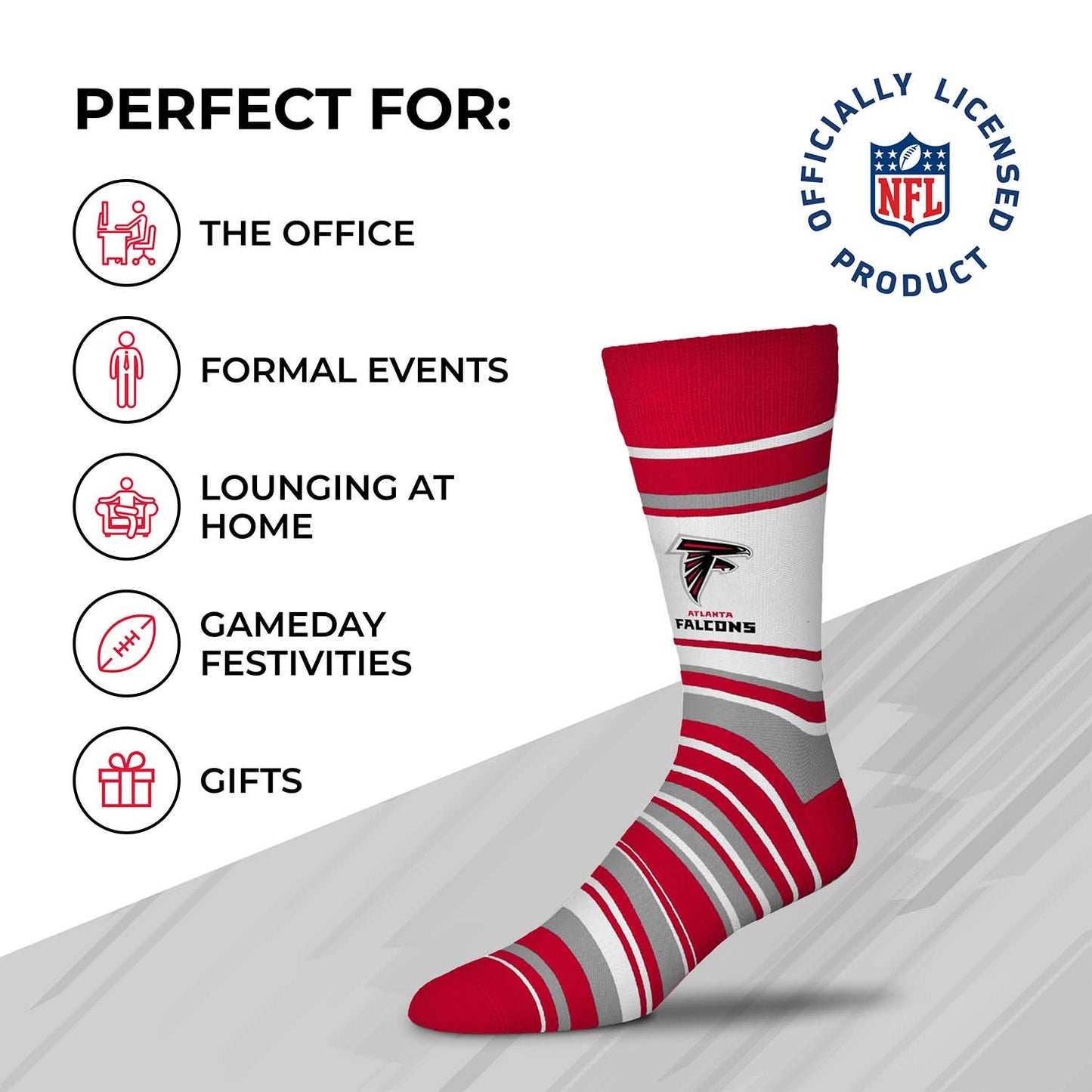 Atlanta Falcons NFL Adult Striped Dress Socks - Red