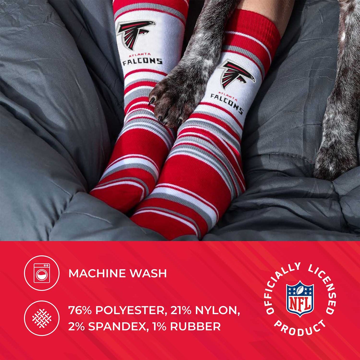 Atlanta Falcons NFL Adult Striped Dress Socks - Red