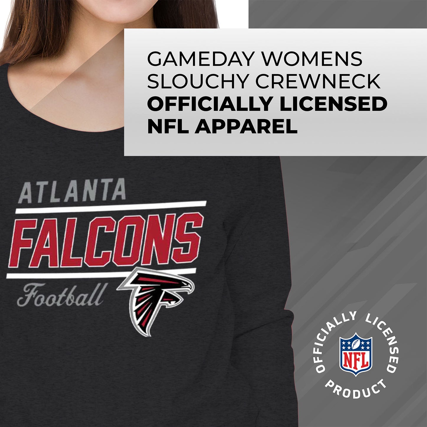 Atlanta Falcons NFL Womens Crew Neck Light Weight - Charcoal