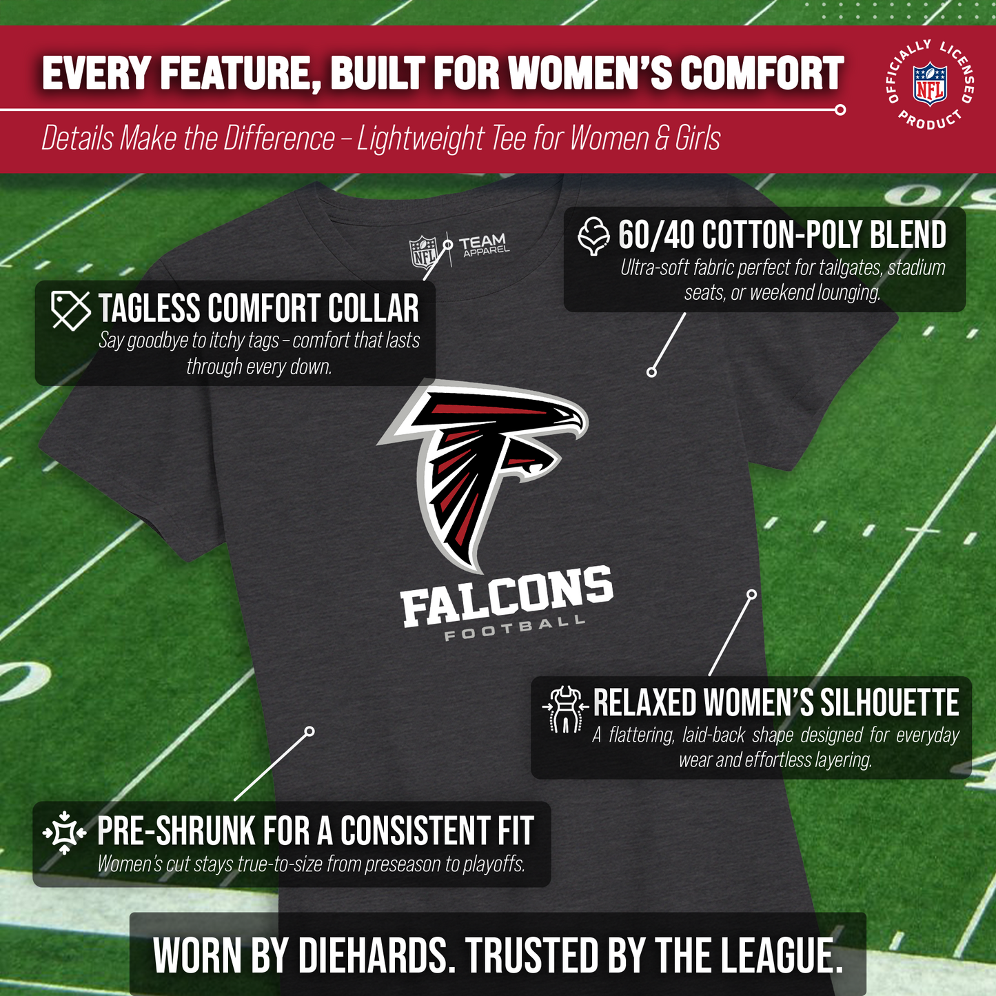 Atlanta Falcons Women's NFL Ultimate Fan Logo Short Sleeve T-Shirt - Black