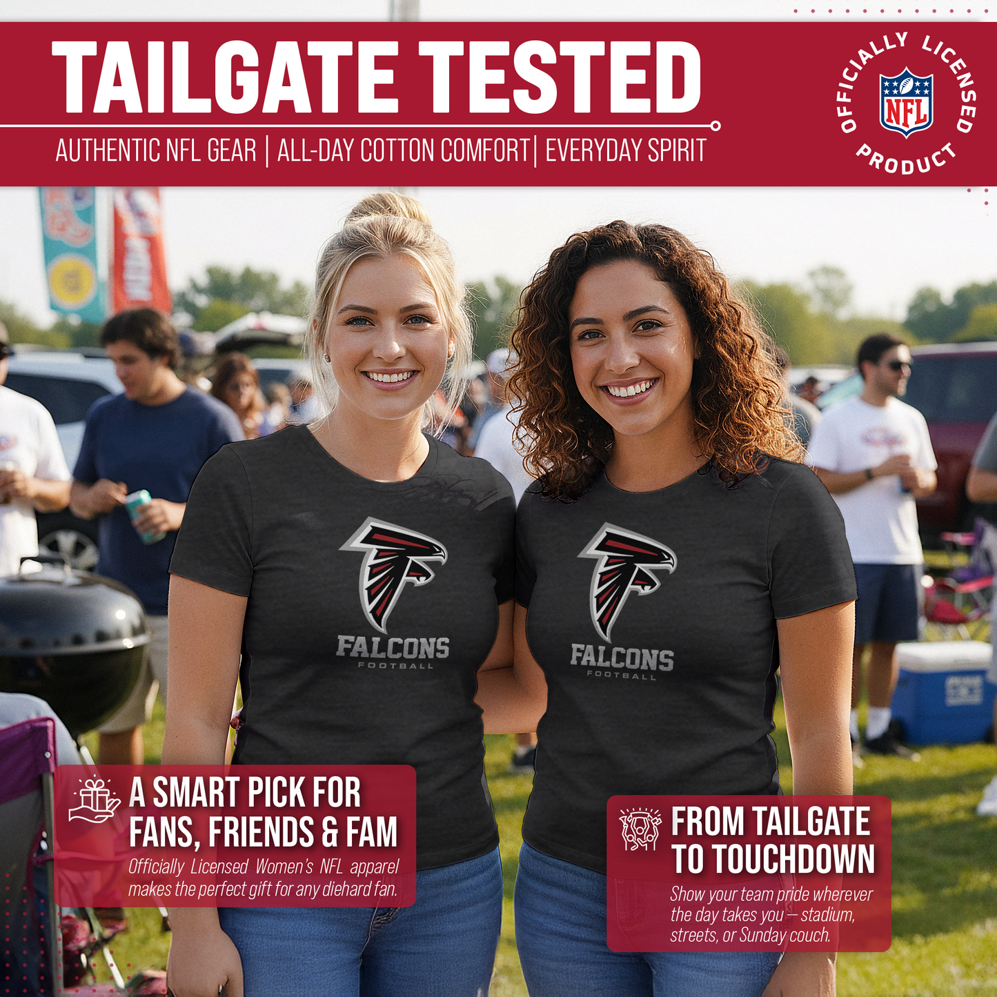 Atlanta Falcons Women's NFL Ultimate Fan Logo Short Sleeve T-Shirt - Black