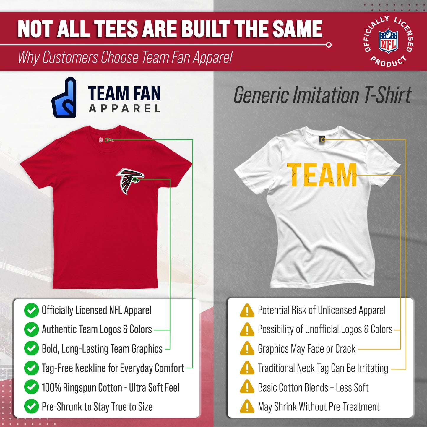 Atlanta Falcons NFL Pro Football Final Countdown Adult Cotton-Poly Short Sleeved T-Shirt For Men & Women - Red
