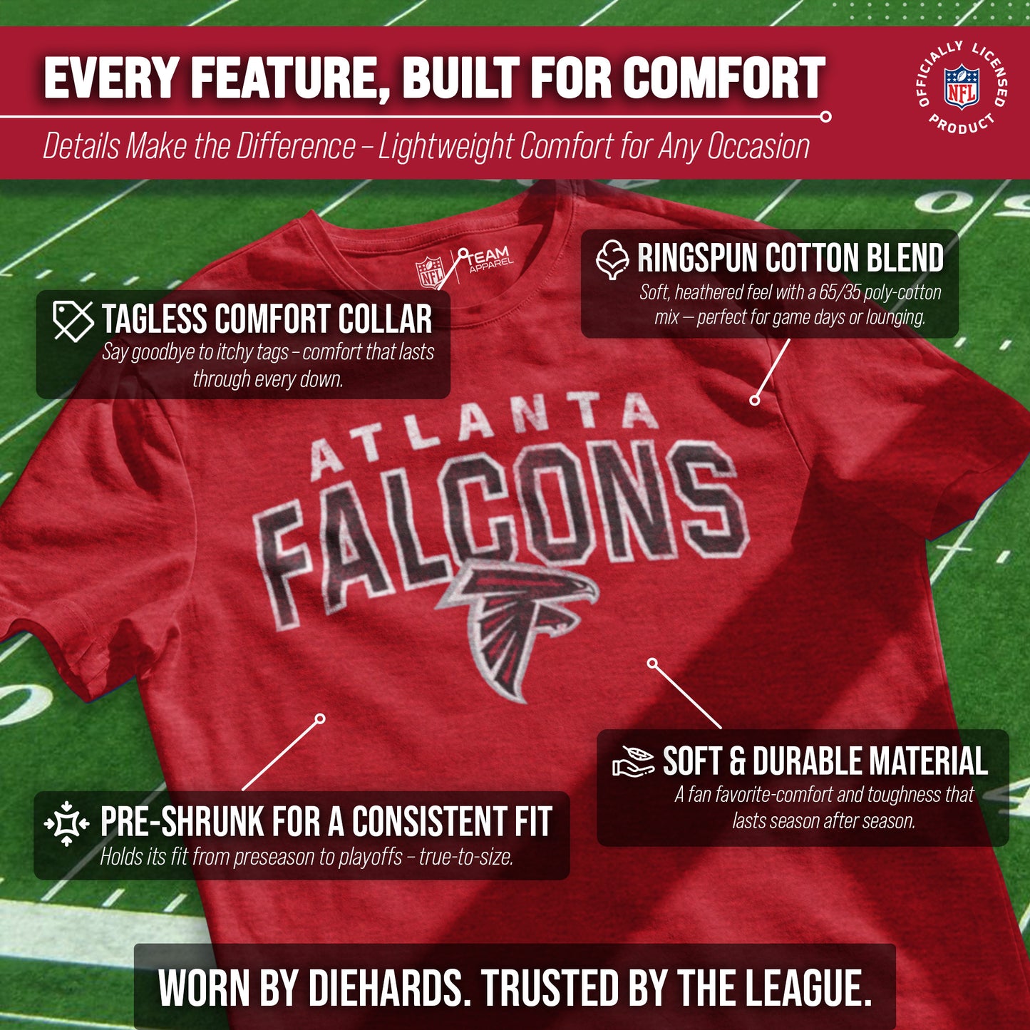 Atlanta Falcons NFL Starting Fresh Short Sleeve Heather T-Shirt - Red