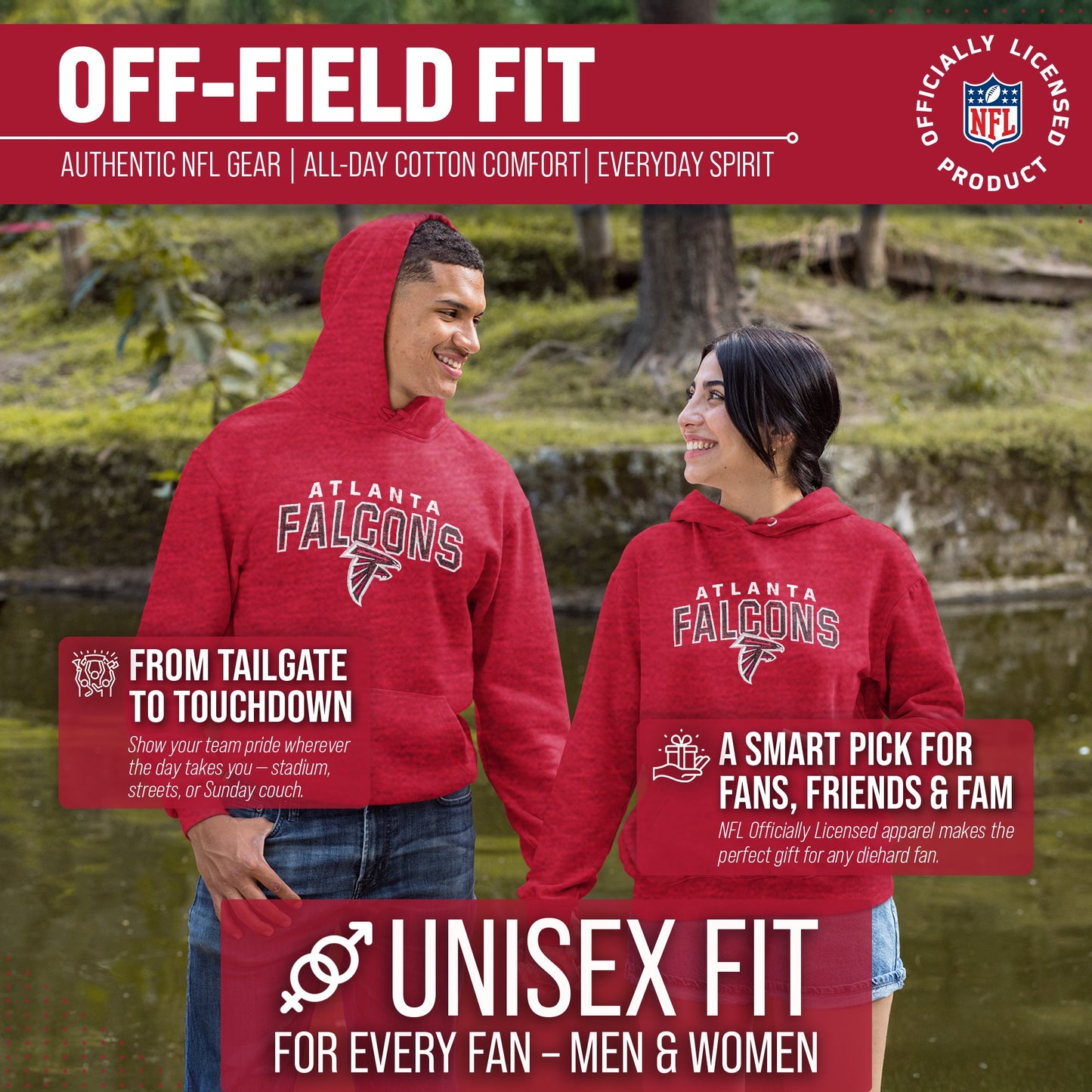 Atlanta Falcons NFL Adult Unisex Starting Fresh Ultra Soft Fleece Hooded Sweatshirt - Red