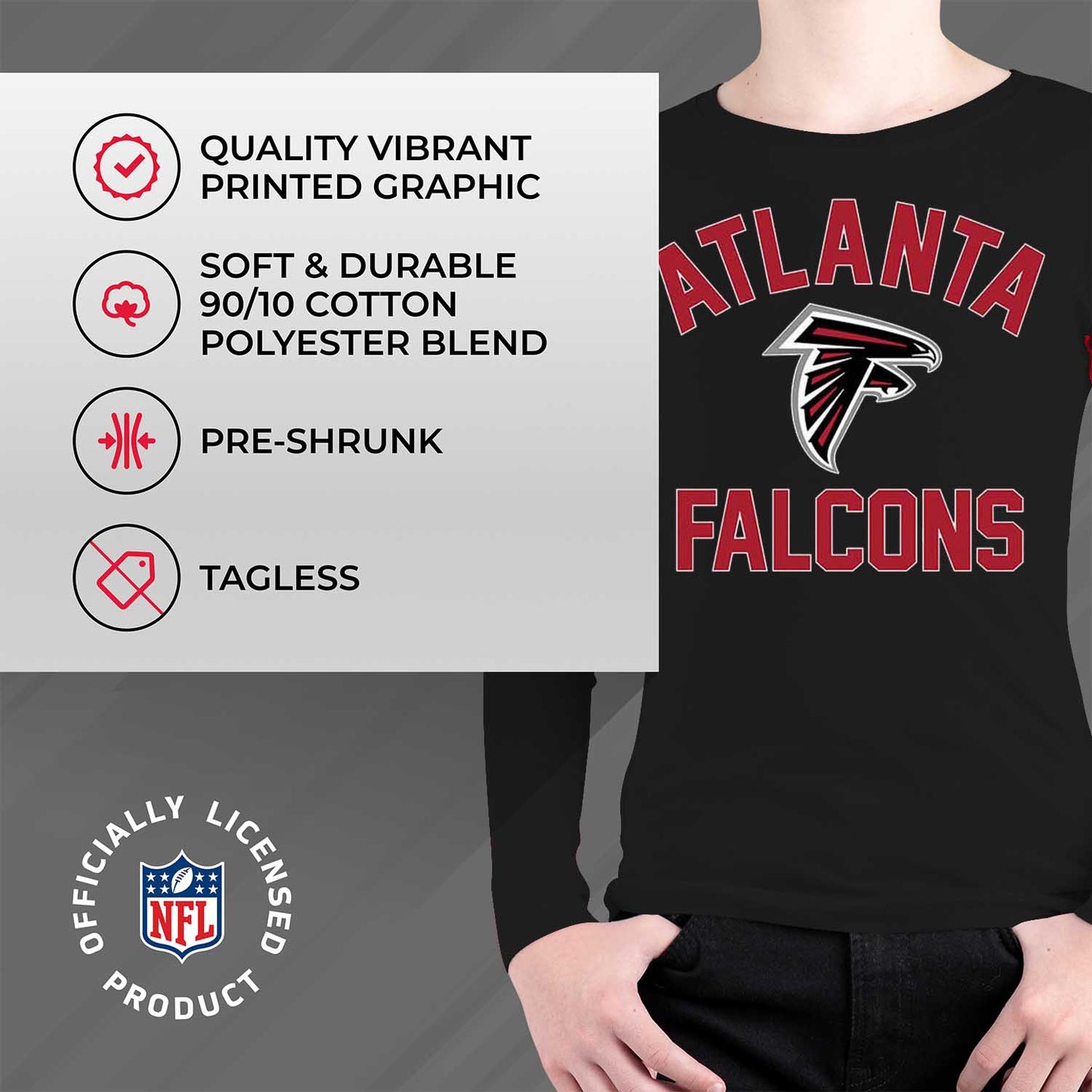 Atlanta Falcons NFL Youth Gameday Crewneck Sweatshirt - Black