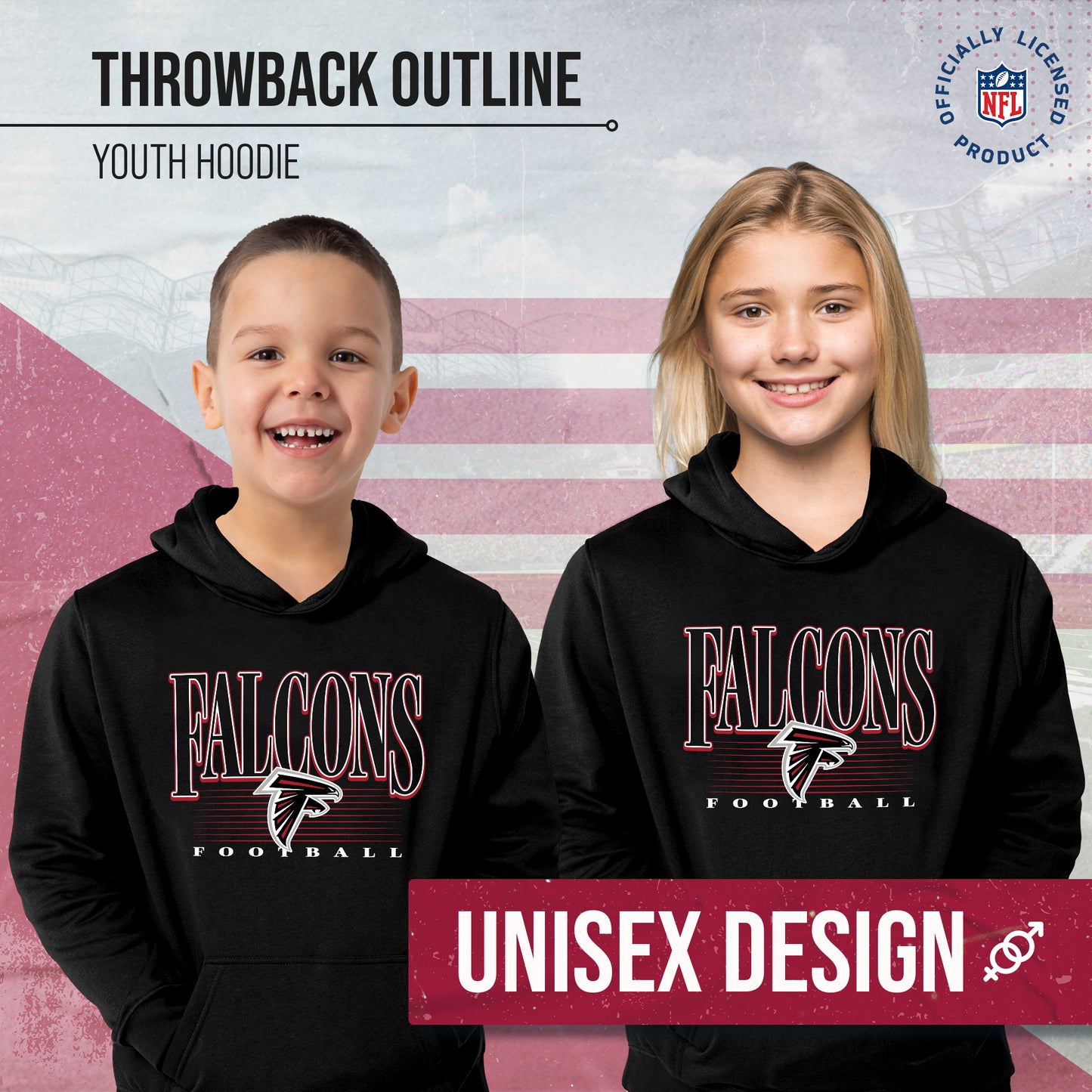 Atlanta Falcons NFL Youth Overtime Blueprint Football Fleece Hooded Sweatshirt - Black