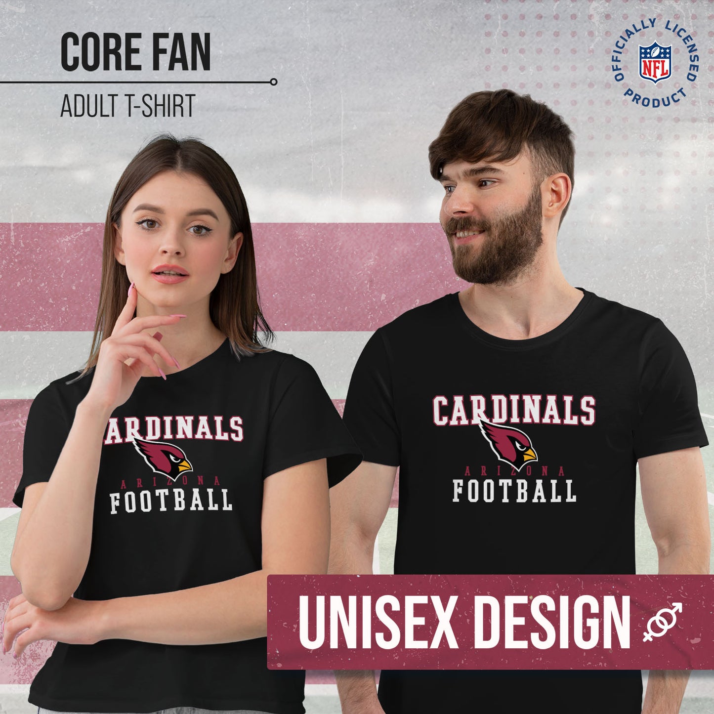 Arizona Cardinals NFL Core Fan Adult Pro Football T-Shirt - Black