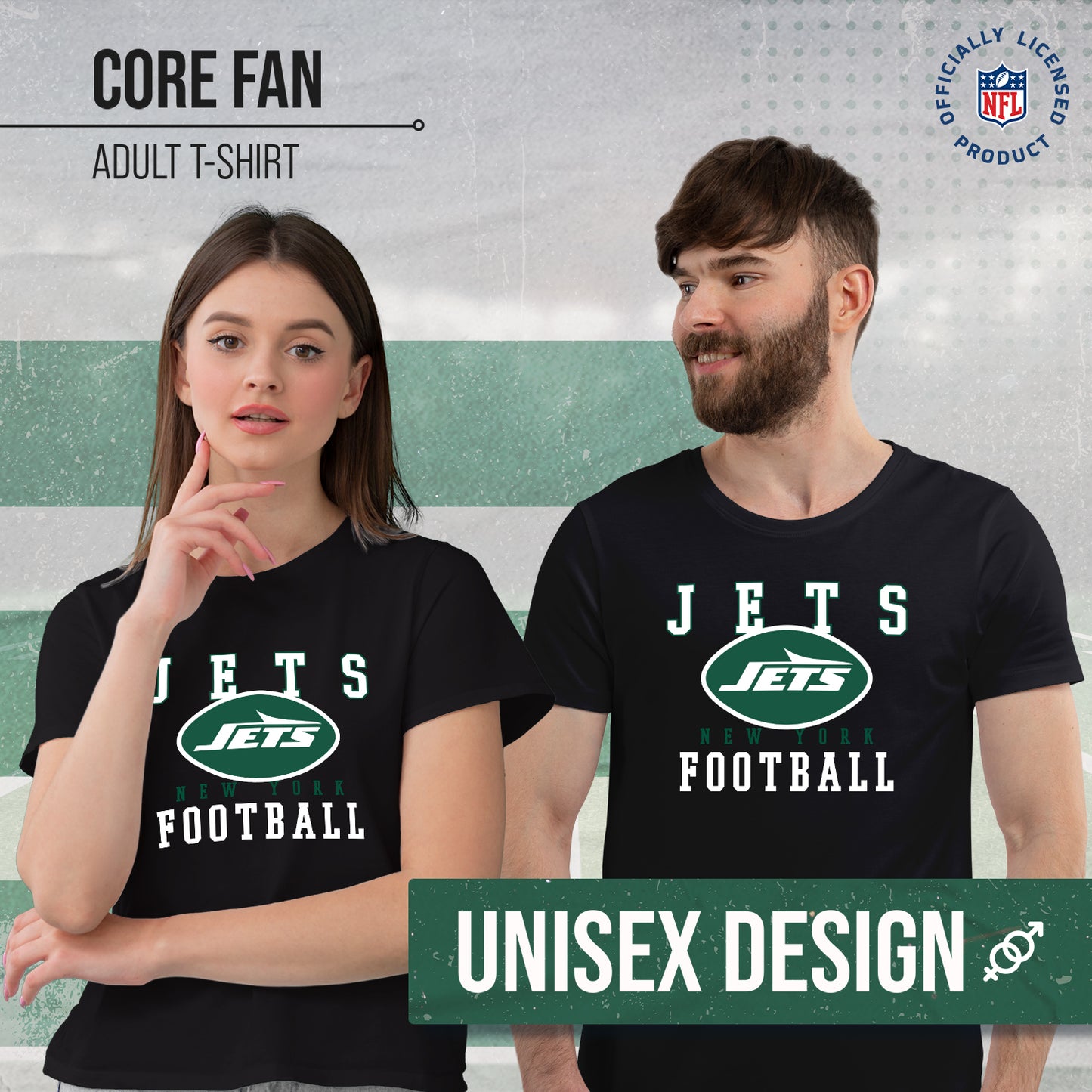New York Jets NFL Core Fan Adult Pro Football T-Shirt - Black