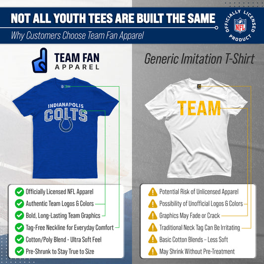Indianapolis Colts NFL Youth Starting Fresh Tee- Pro Football Tag-Less T-Shirt For Boys & Girls - Royal