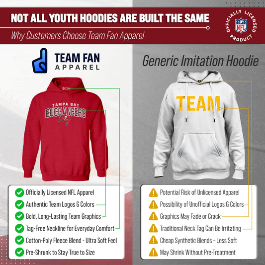 Tampa Bay Buccaneers NFL Youth Starting Fresh Hoodie- Pro Football Sweatshirt for Boys and Girls - Red