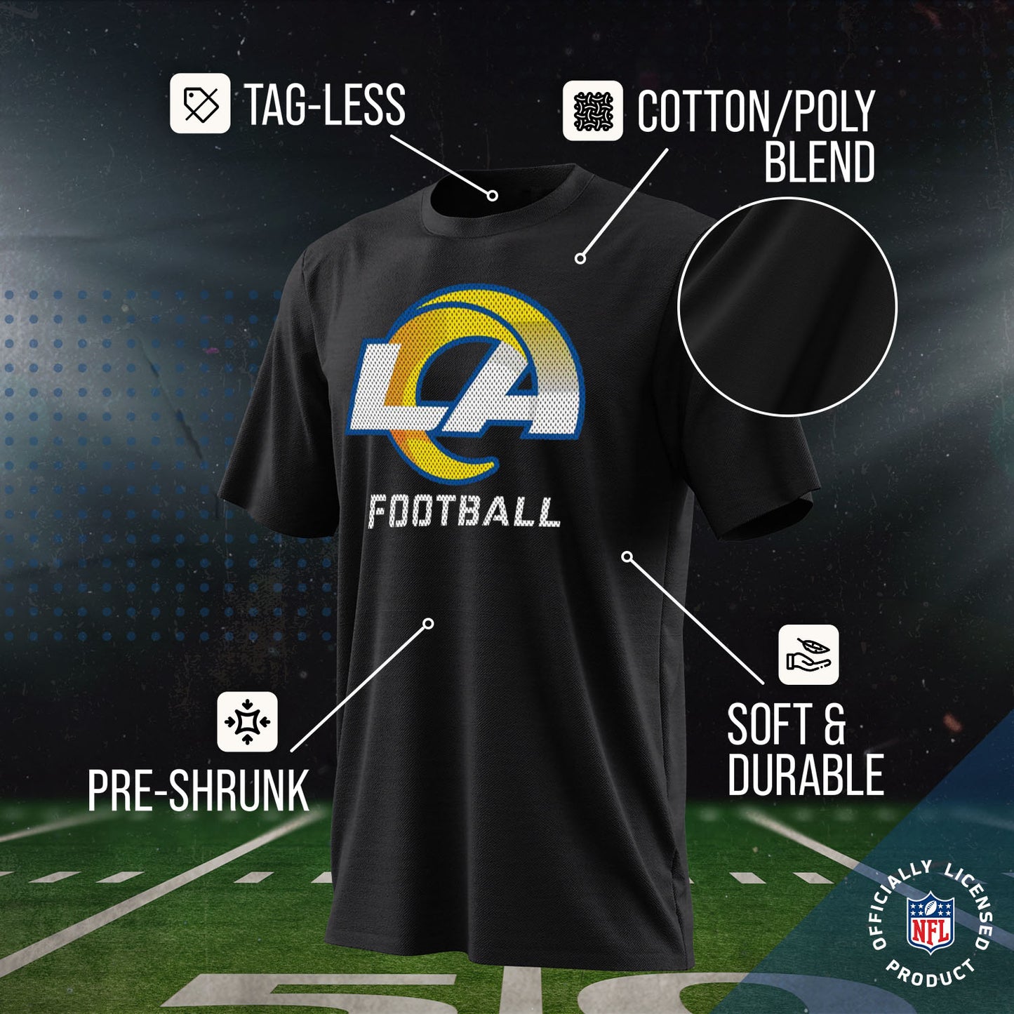 Los Angeles Rams NFL Youth Run City Tee - Black
