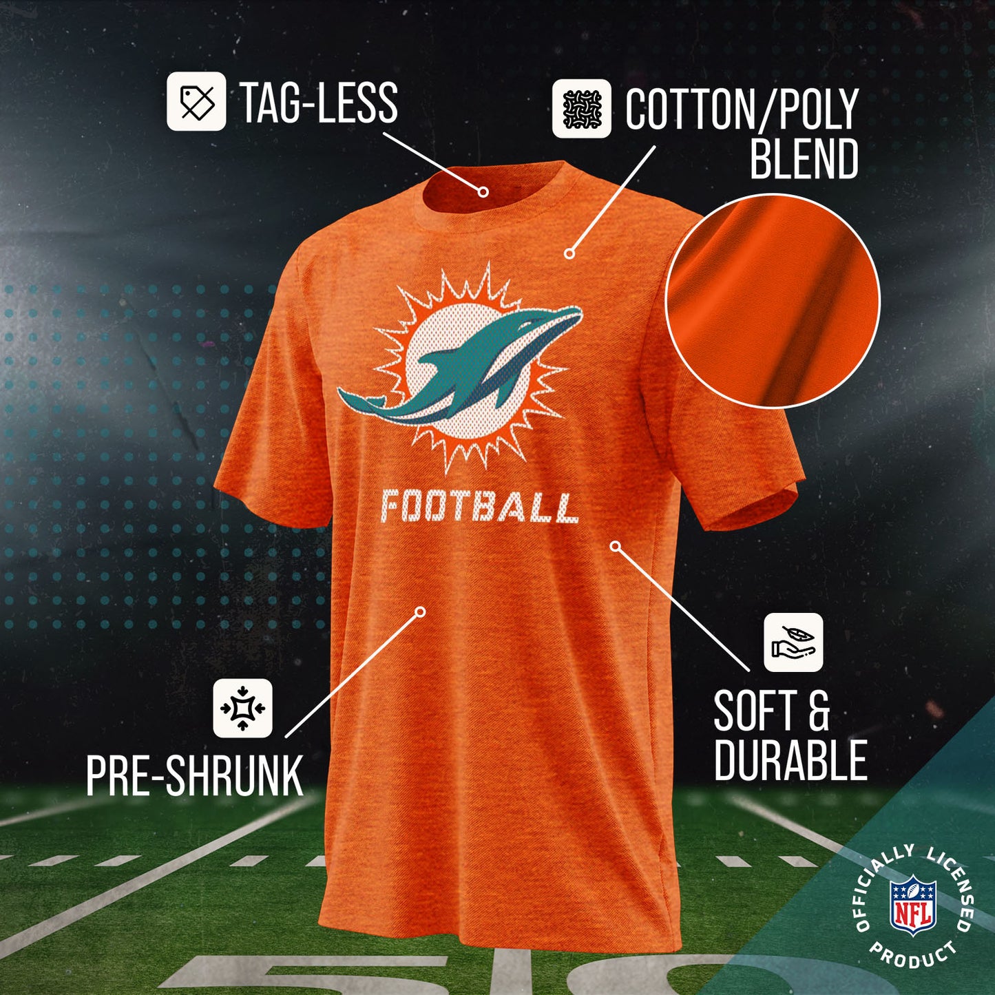 Miami Dolphins NFL Youth Run City Tee - Orange