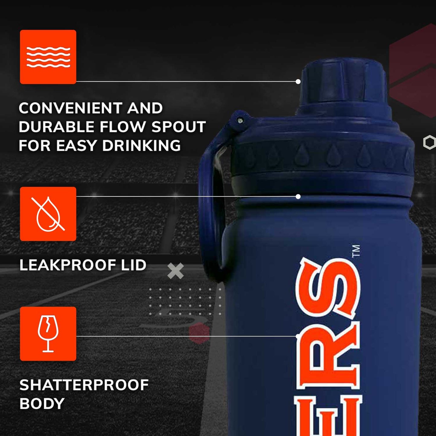 Auburn Tigers NCAA Stainless Steel Water Bottle - Navy
